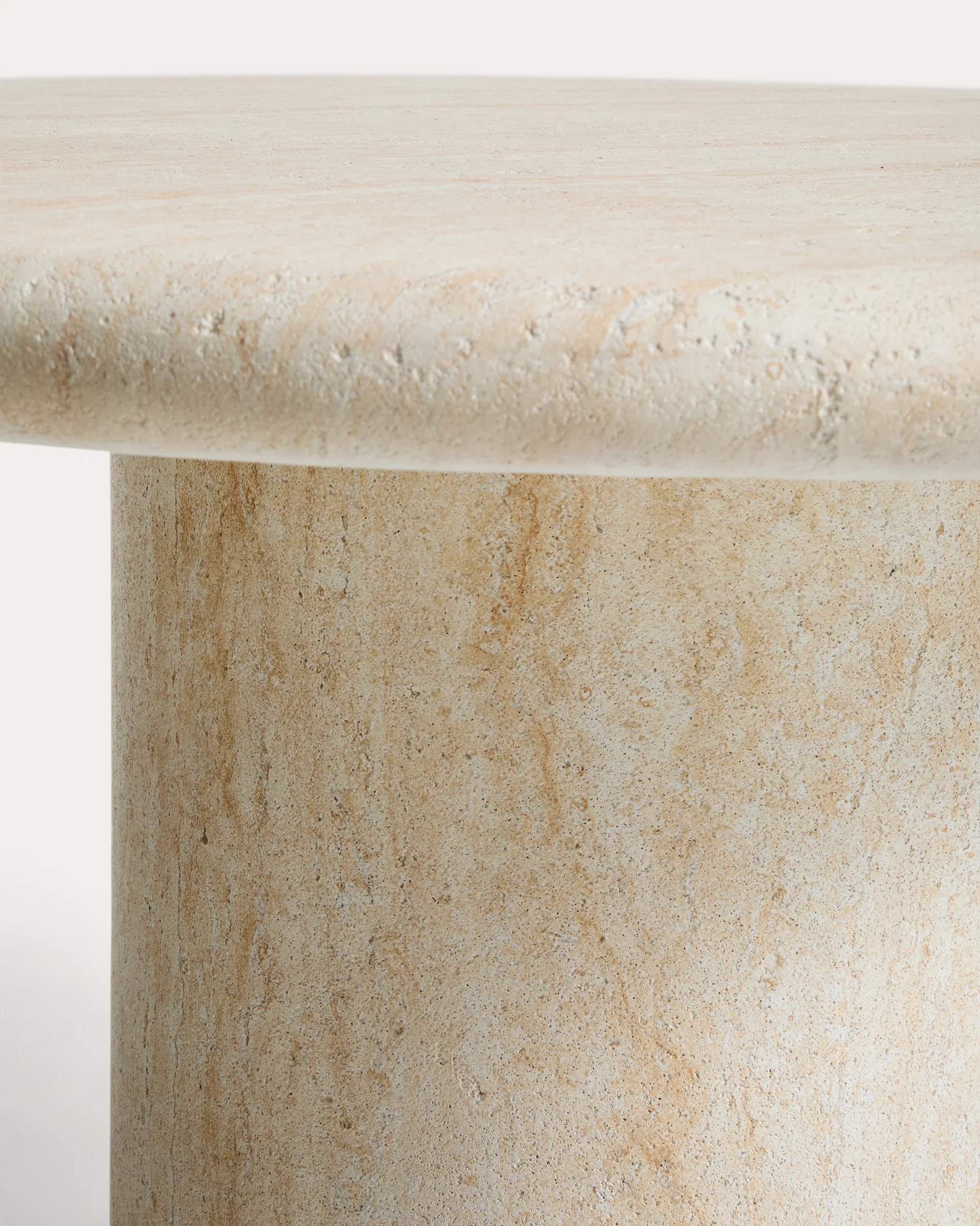 Drasi round concrete table with travertine-effect finish Ø122cm - Image 5