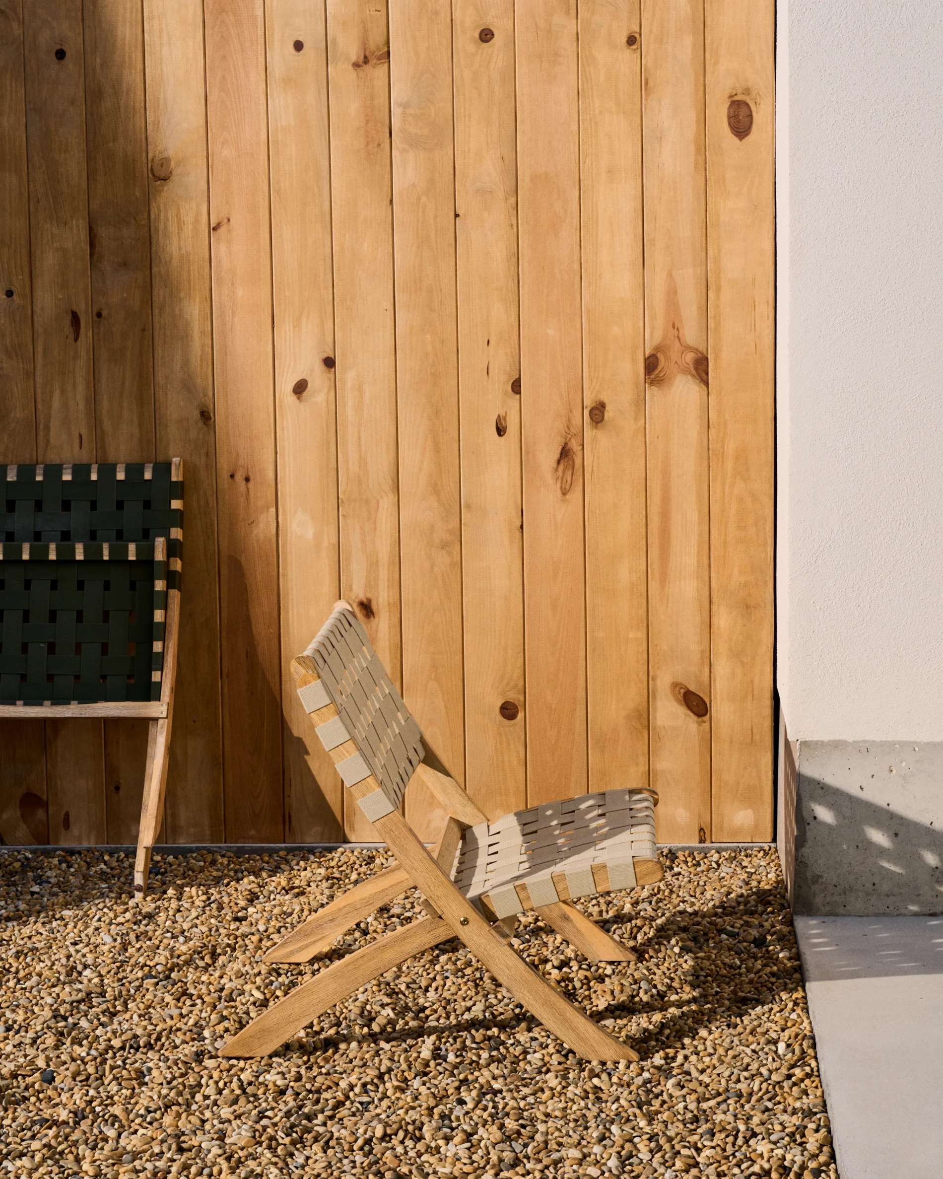 FSC 100% cream cord and solid acacia wood Chabeli folding chair - Image 2