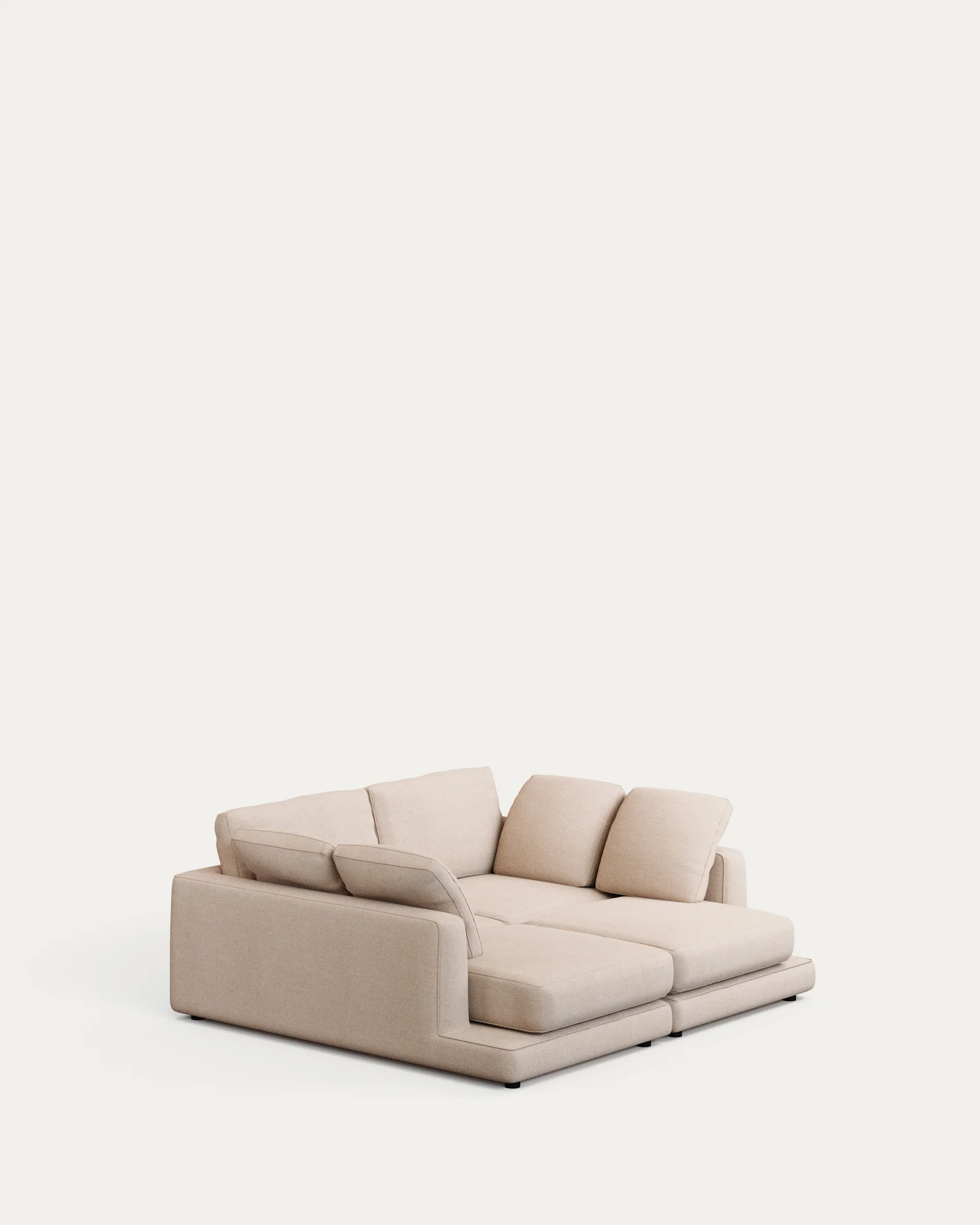 Gala 3-seater sofa with double chaise longue beige, 210cm - Image 3