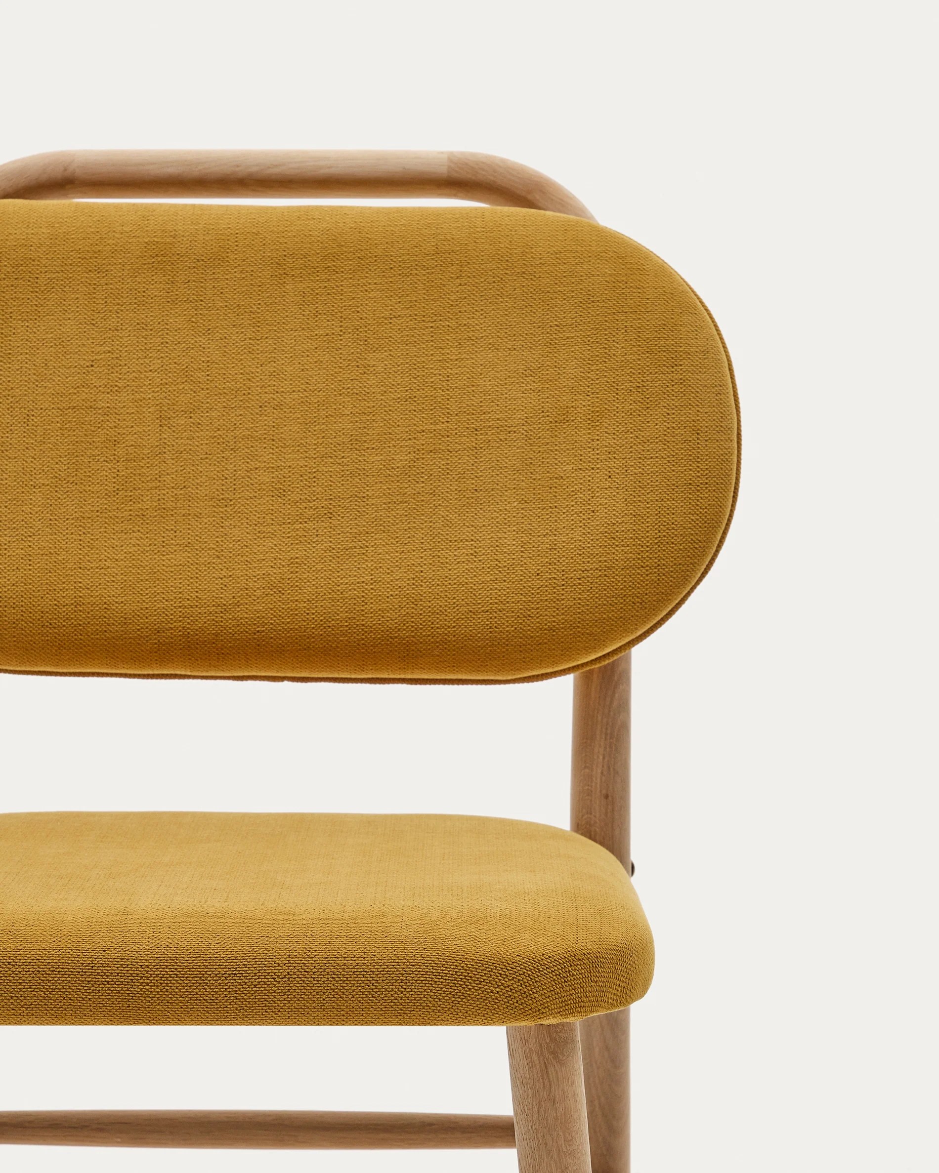 Helda chair in mustard chenille and solid oak wood FSC Mix Credit - Image 3