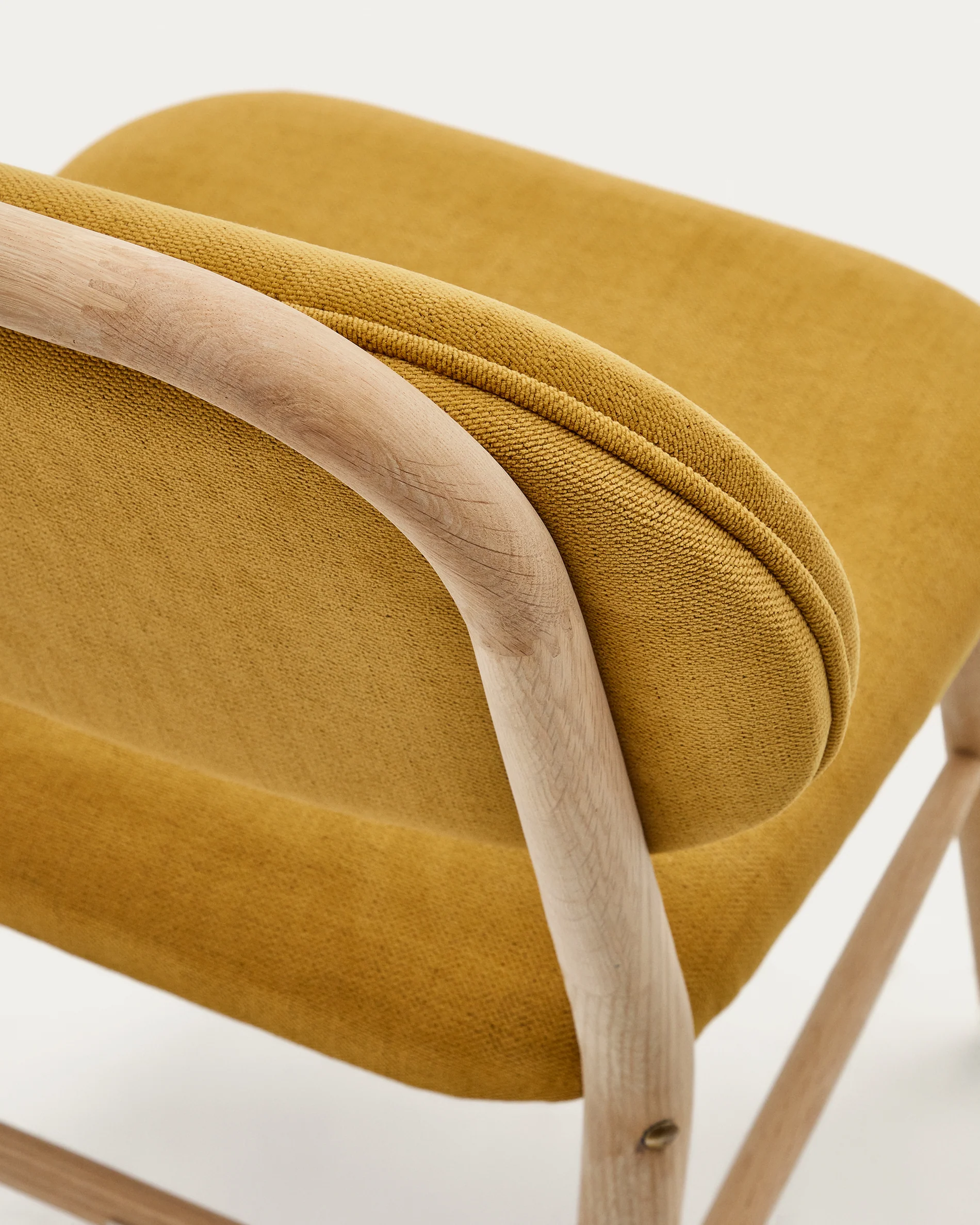 Helda chair in mustard chenille and solid oak wood FSC Mix Credit - Image 8