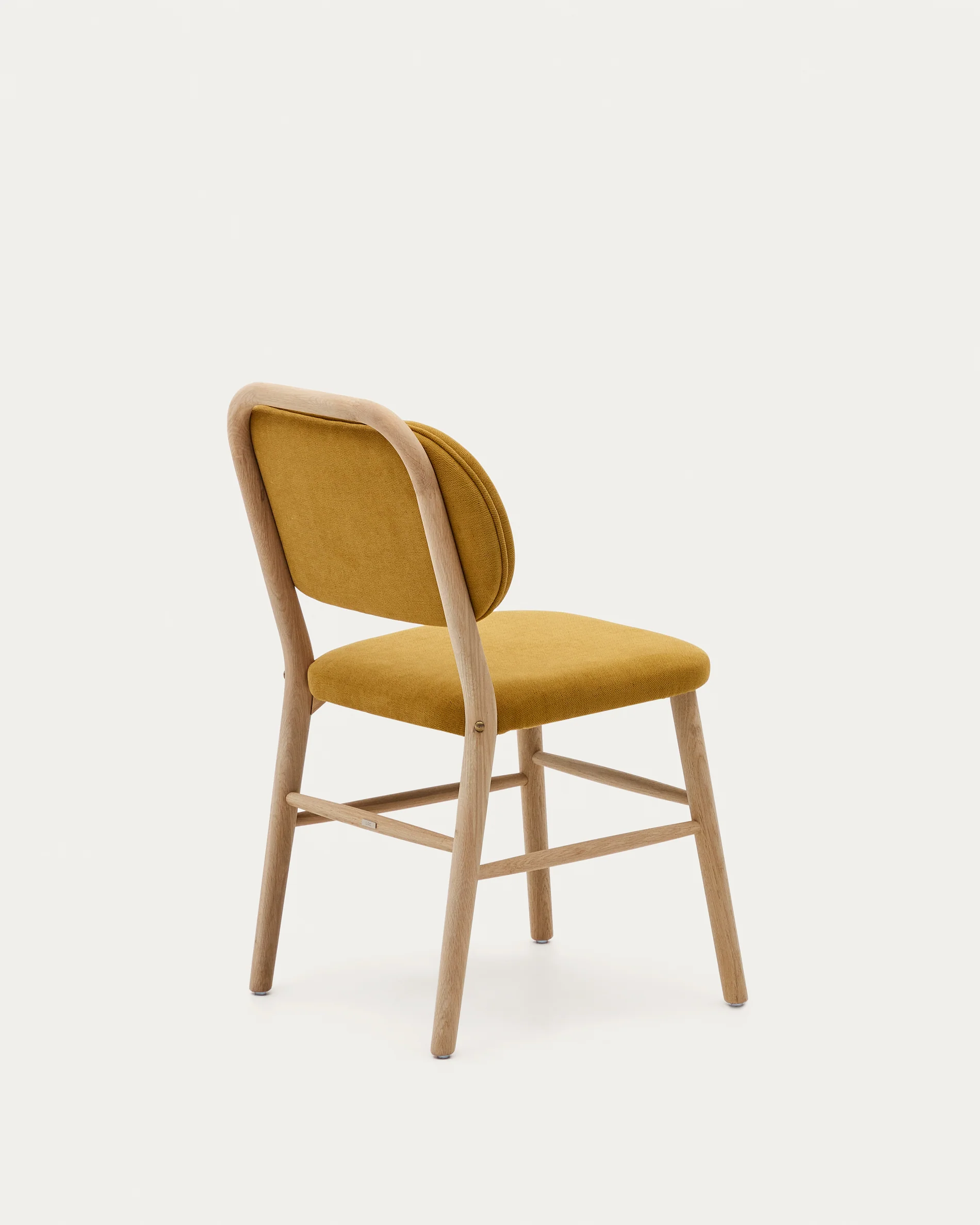 Helda chair in mustard chenille and solid oak wood FSC Mix Credit - Image 9