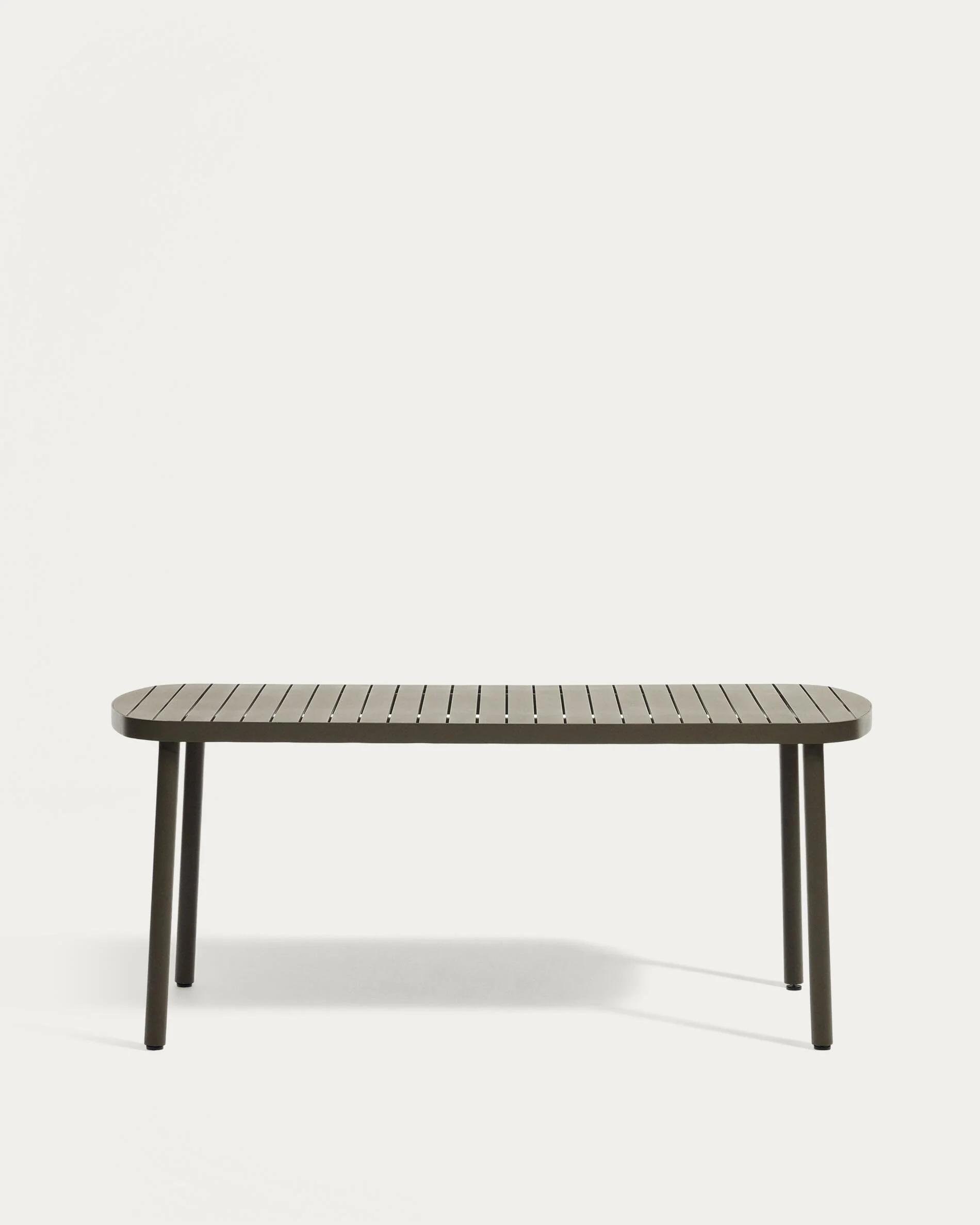 Joncols outdoor aluminium table with a powder coated green finish, 180 x 90 cm