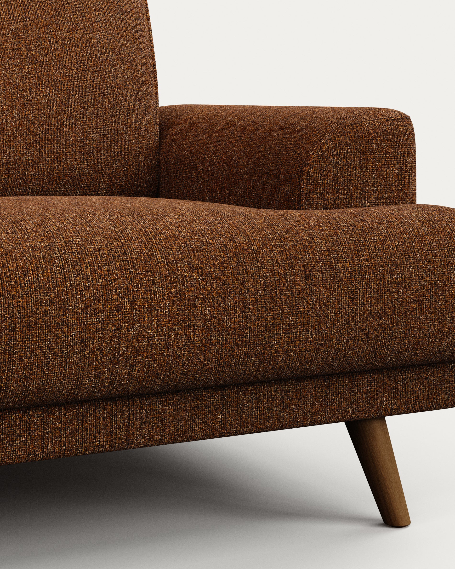 Karin 3-seater sofa dark orange with solid beech wood legs with walnut-effect finish, 231 cm - Image 4