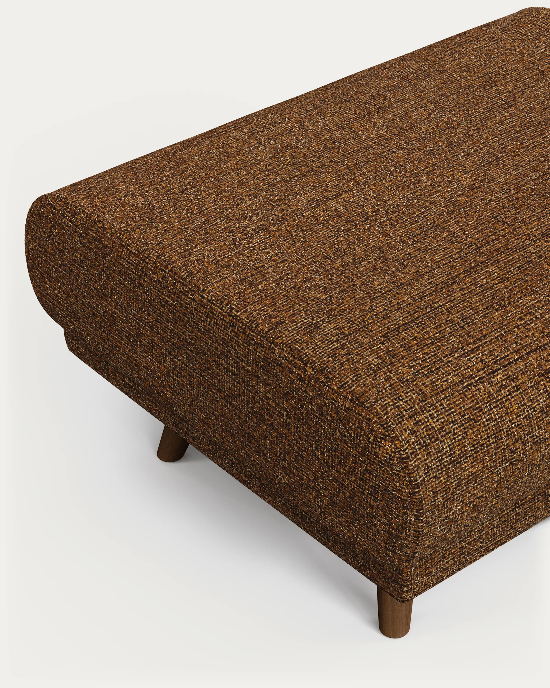 Karin footrest in dark orange chenille with walnut-coloured solid beech wood legs 90 x 70 cm - Image 3