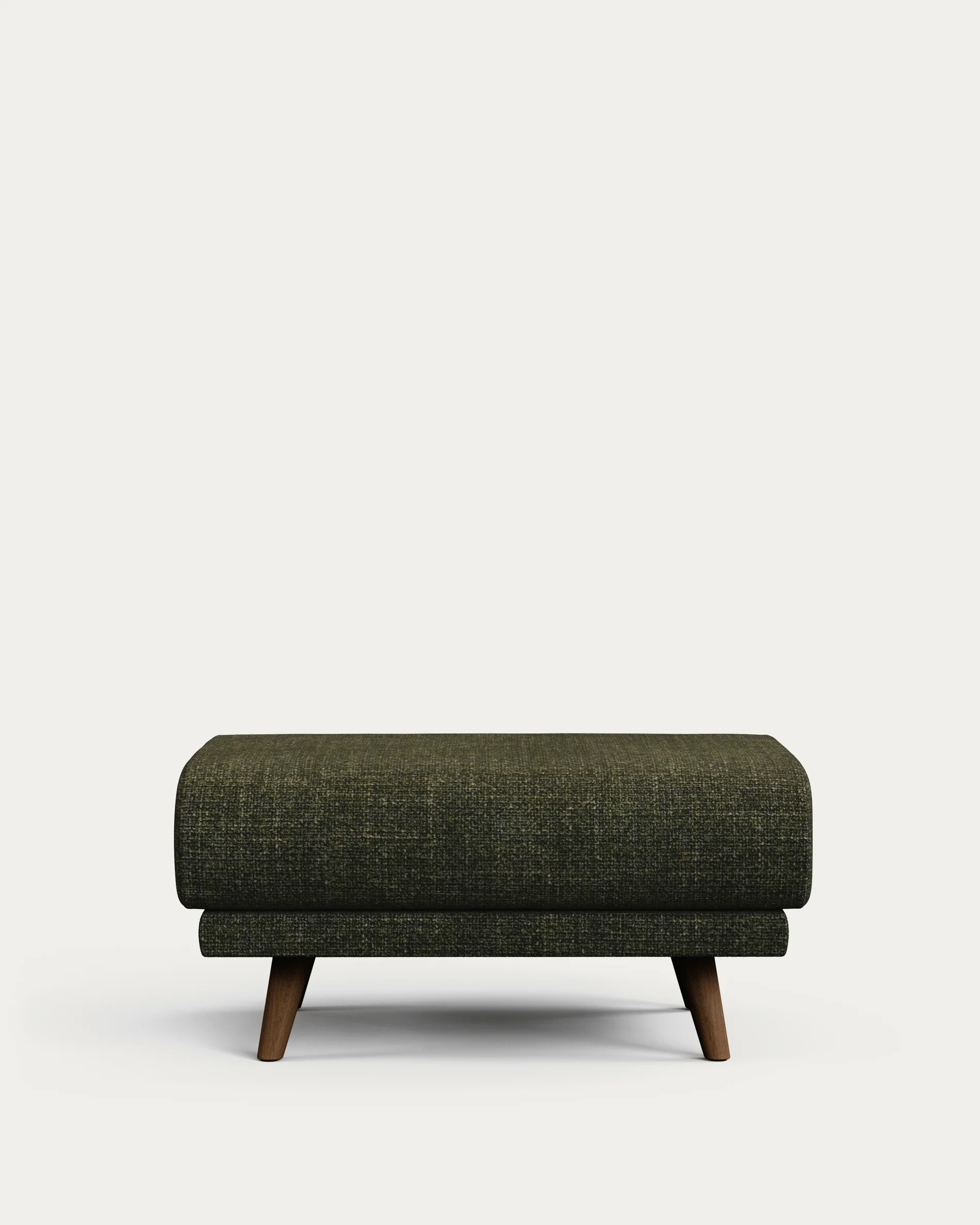Karin footrest in green chenille with walnut-coloured solid beech wood legs 90 x 70 cm - Image 3