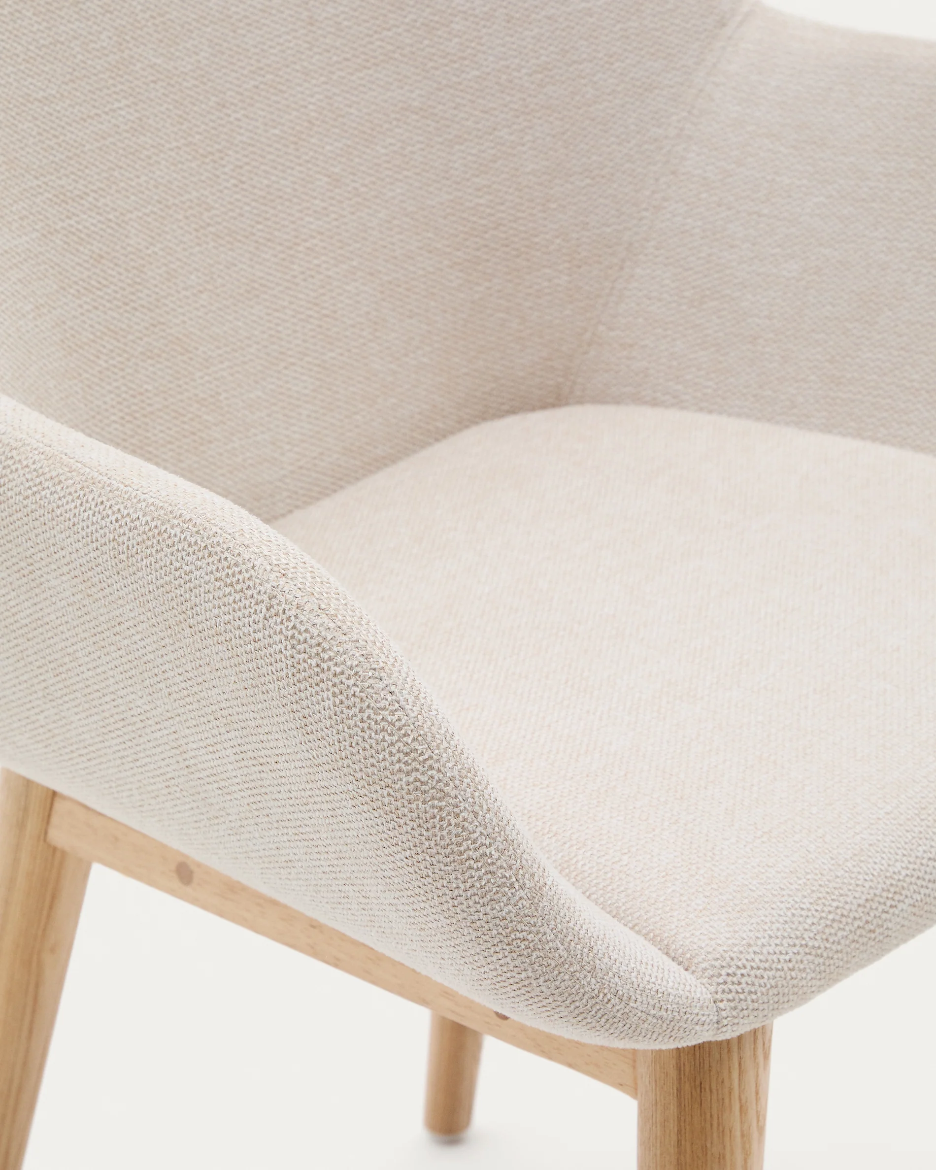 Konna chair in beige with solid ash wood legs in a natural finish - Image 5