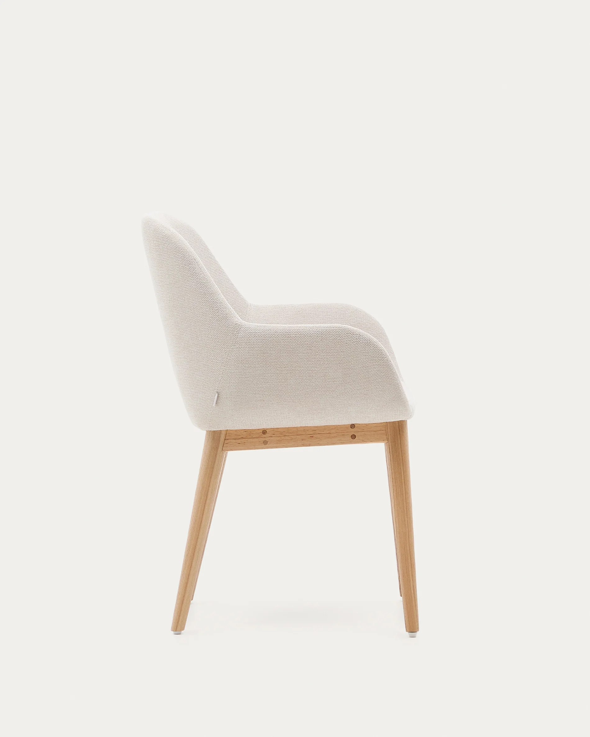 Konna chair in beige with solid ash wood legs in a natural finish - Image 6