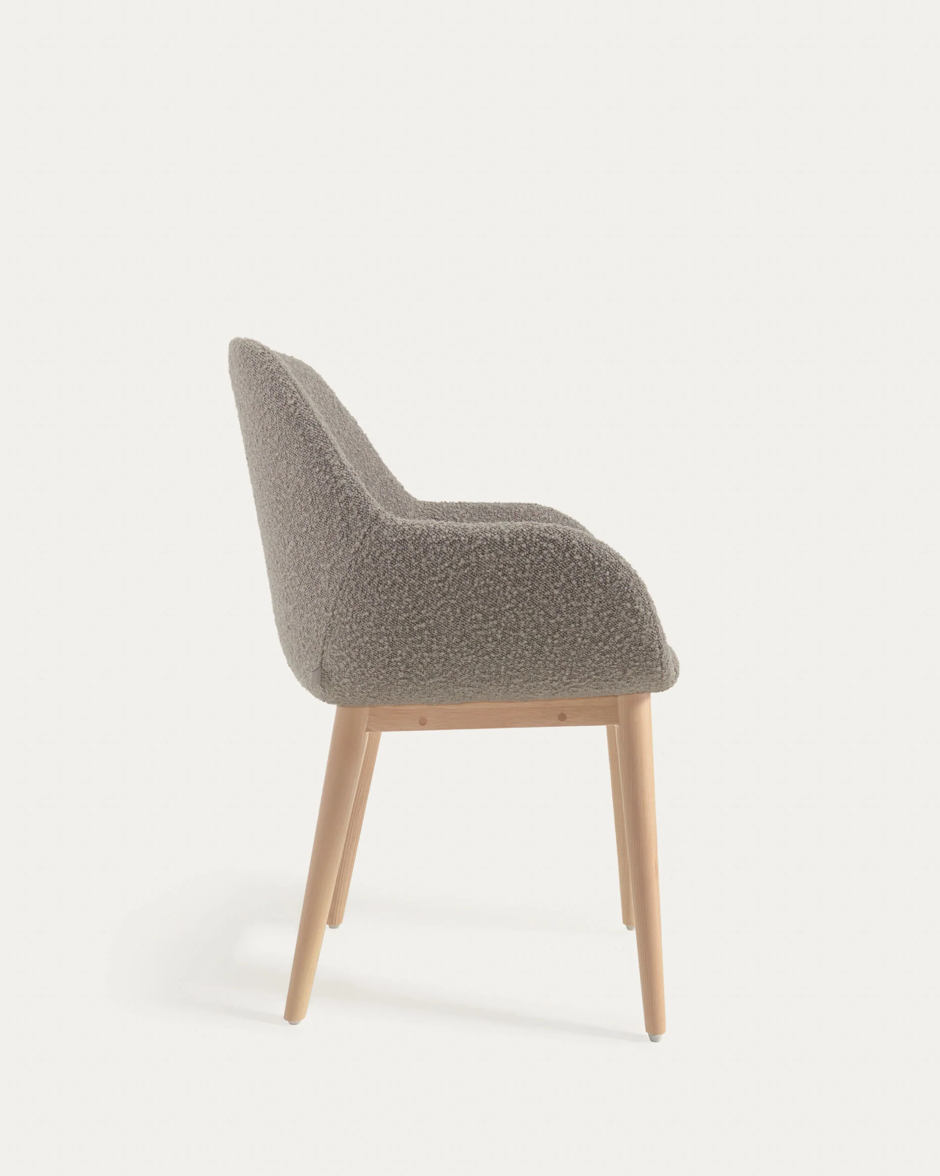 Konna chair in grey bouclé with solid ash wood legs in a natural finish - Image 6