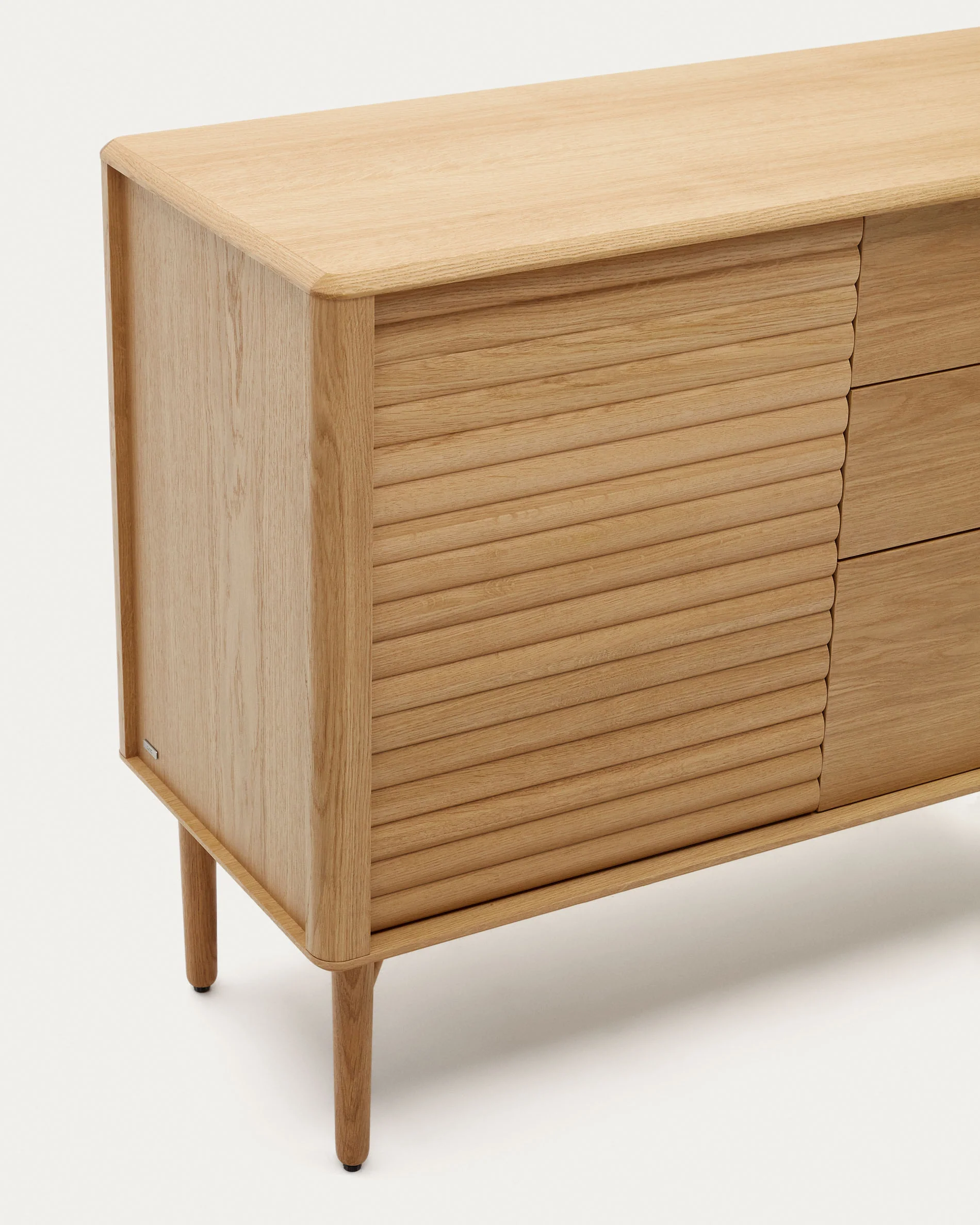 Lenon sideboard with 1 door and 3 drawers, made from oak wood and veneer, 105 x 85 cm FSC MIX Credit - Image 3