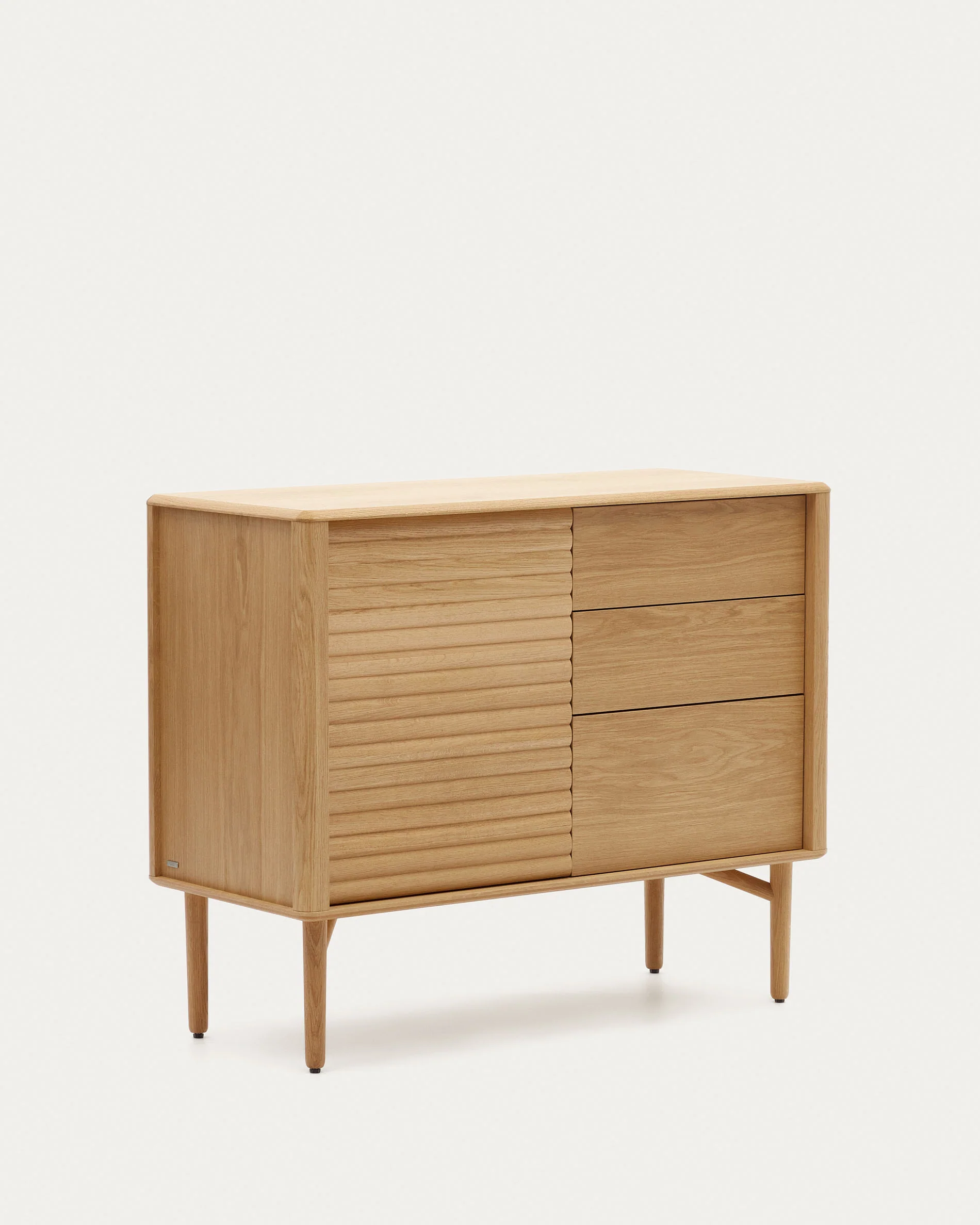 Lenon sideboard with 1 door and 3 drawers, made from oak wood and veneer, 105 x 85 cm FSC MIX Credit - Image 5