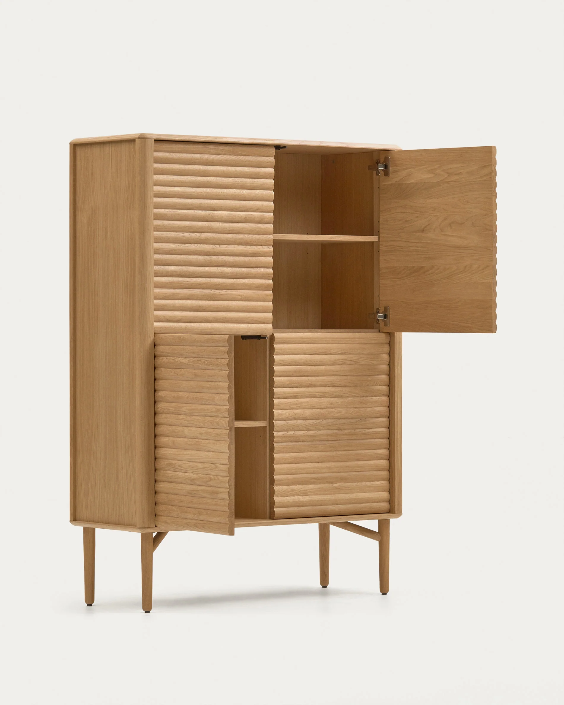 Lenon tall console with 4 oak wood doors and an oak veneer, 104.5 x 144 cm FSC MIX Credit - Image 7