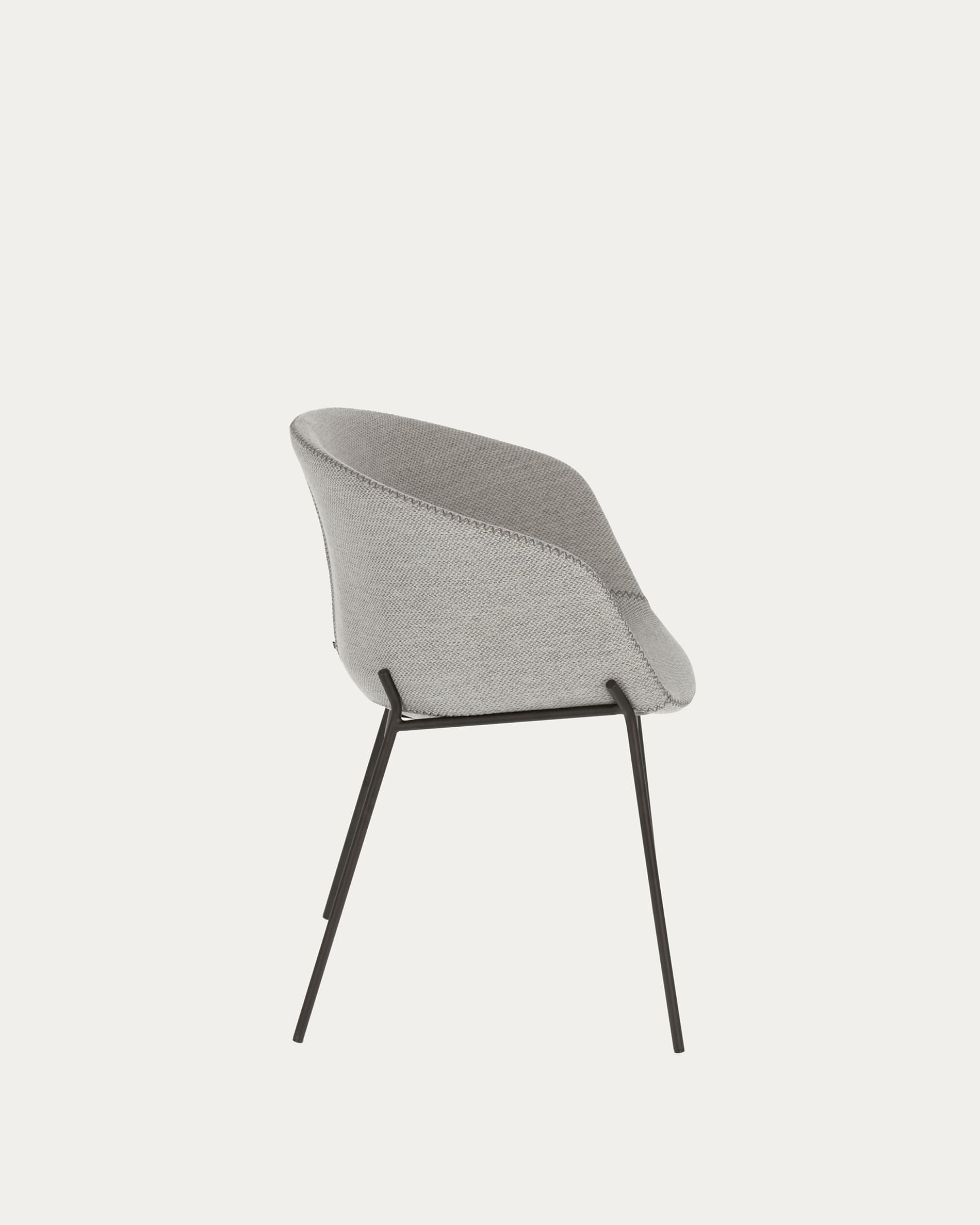 Light grey Yvette armchair with steel legs in a black finish - Image 6