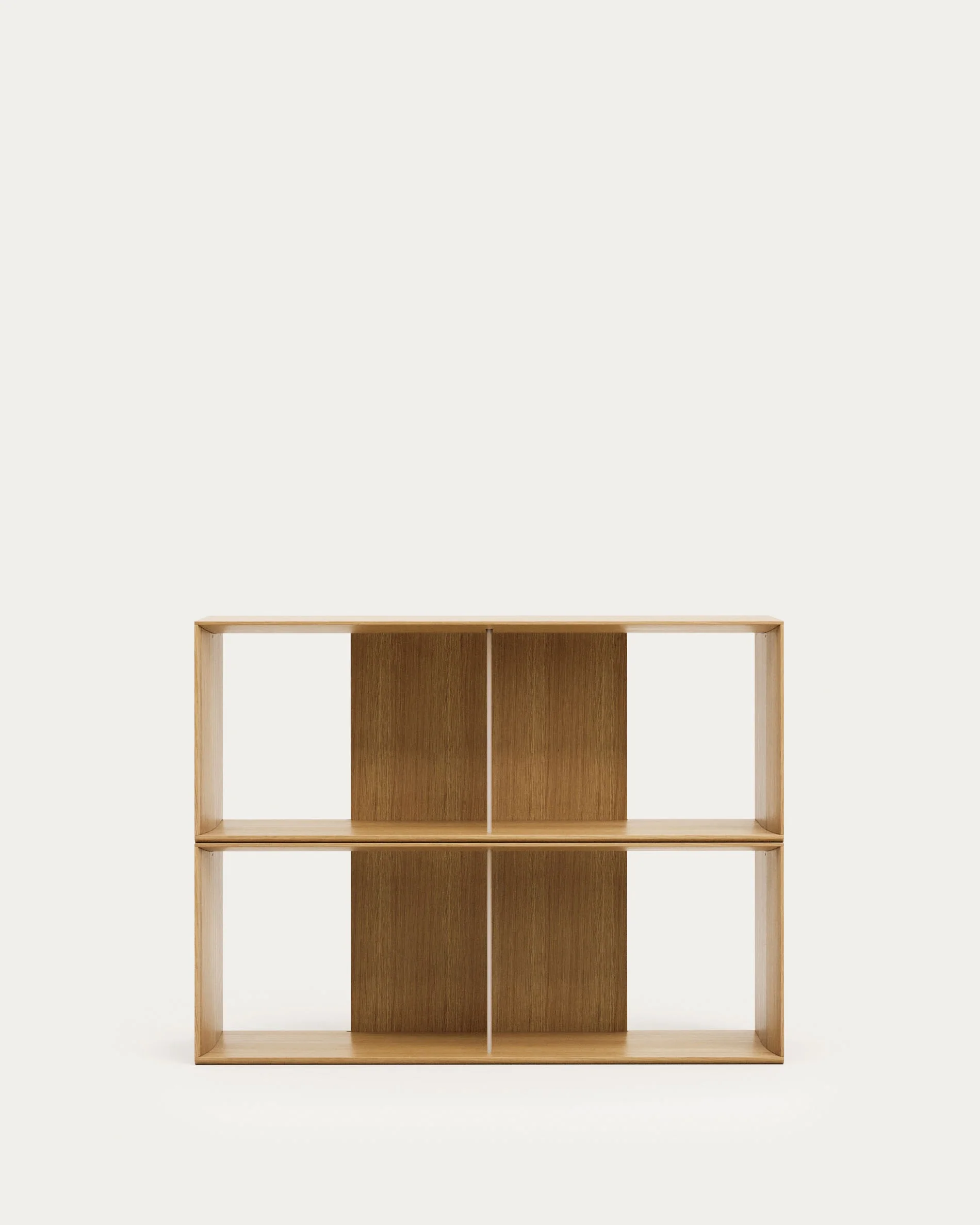 Litto set of 2 modular shelving units in oak wood veneer, 101 x 76 cm - Image 2