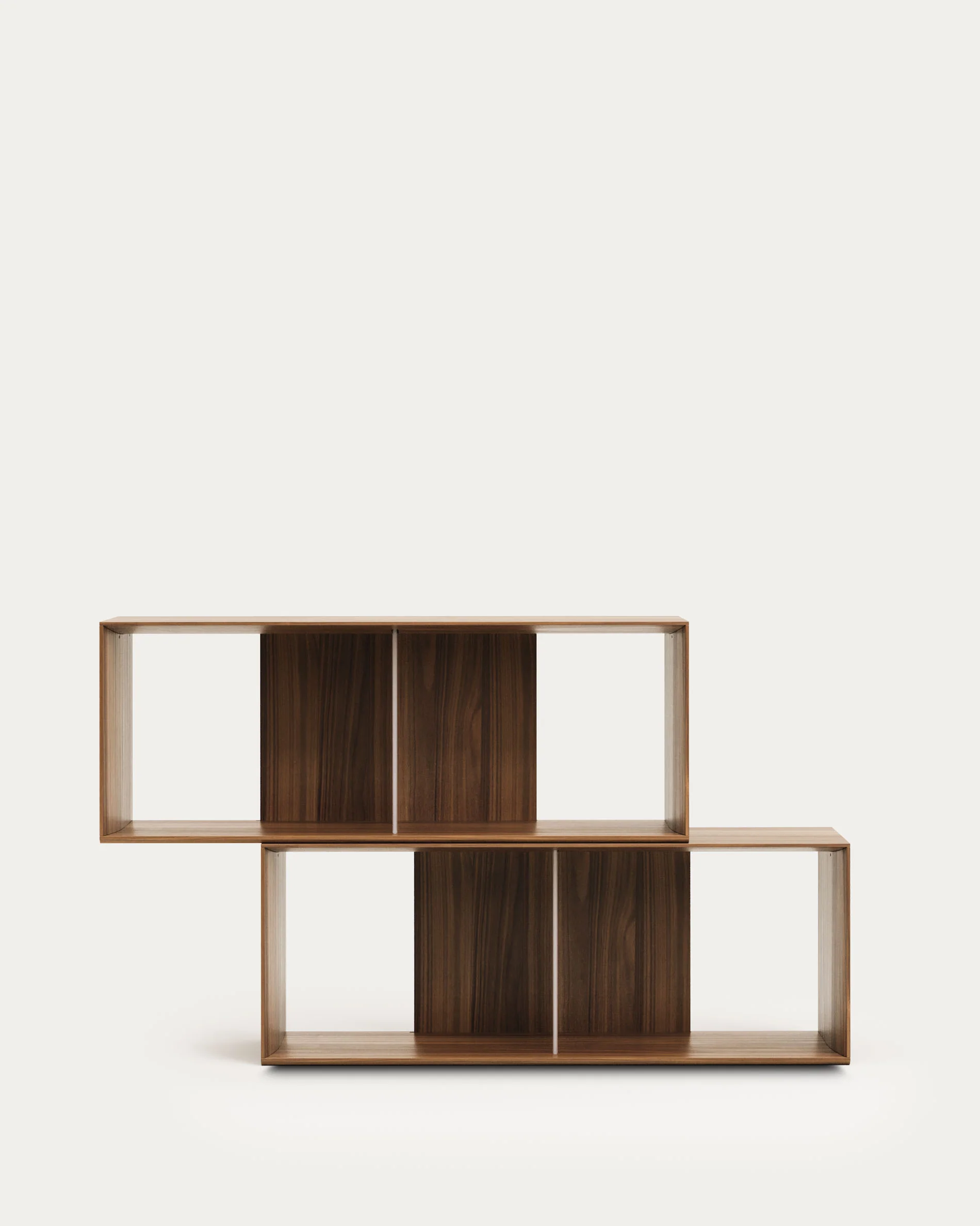 Litto set of 2 modular shelving units in walnut wood veneer, 101 x 76 cm - Image 8