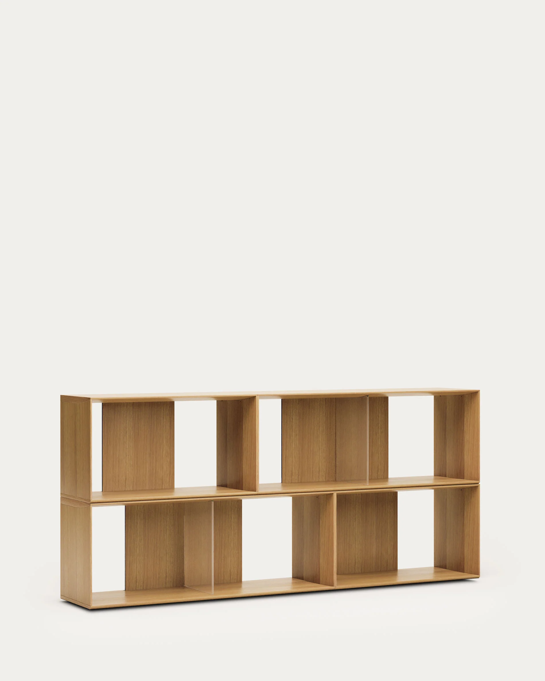 Litto set of 4 modular shelving units in oak wood veneer, 168 x 76 cm - Image 6