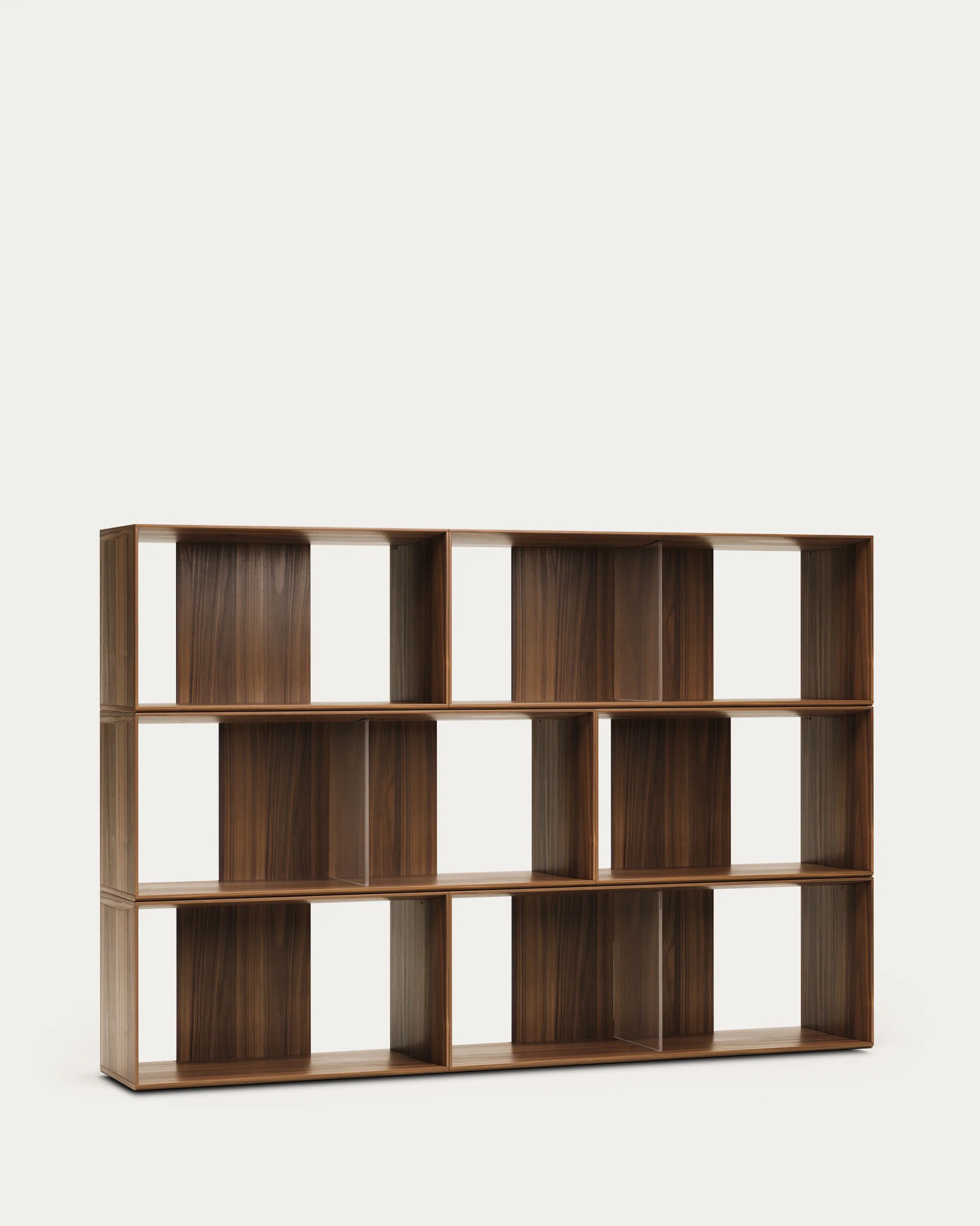 Litto set of 6 modular shelving units in walnut wood veneer, 168 x 114 cm - Image 6