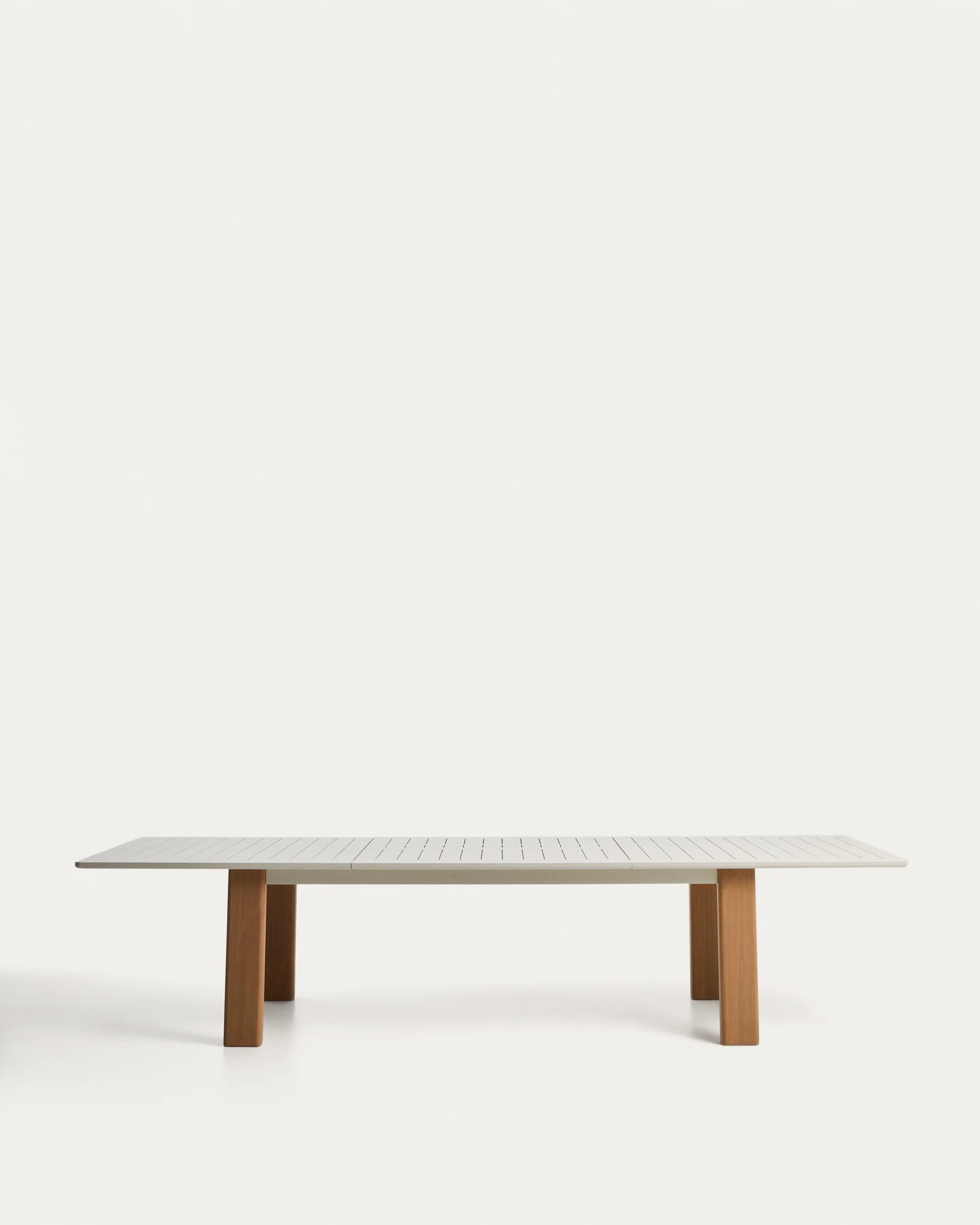 Livorno extendable table in ecru aluminium with wood-effect legs 233(350) x 100cm - Image 9