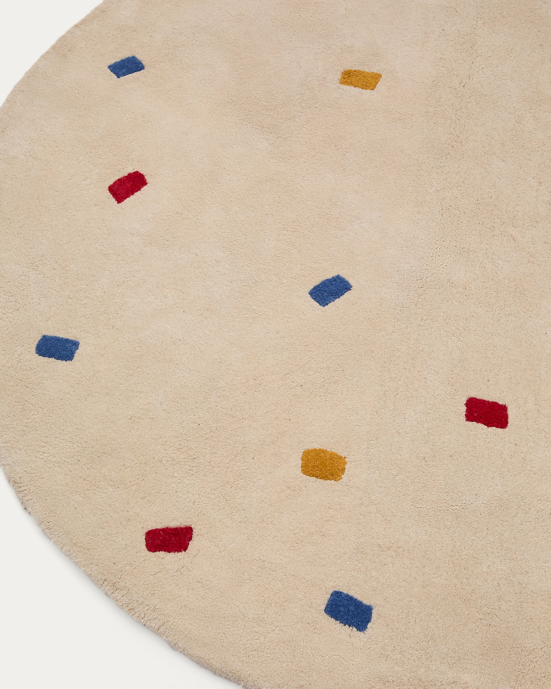 Luli white, 100% cotton rug with multi-coloured dots, Ø 120 cm - Image 4