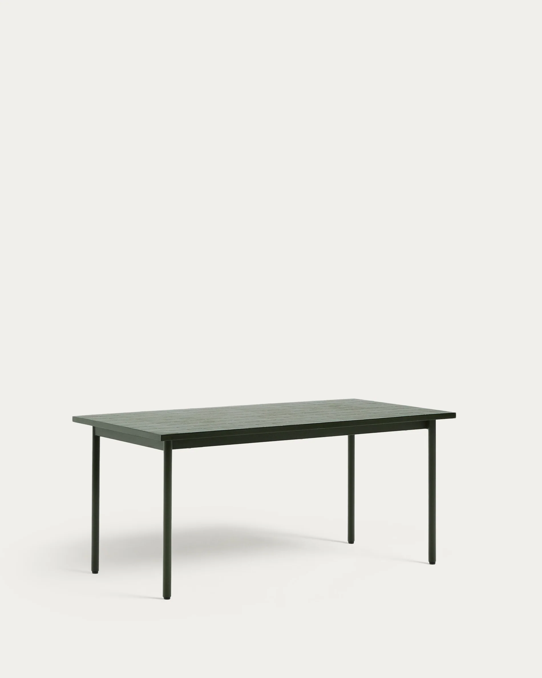 Maurina outdoor table in green galvanised steel with green tiles 182 x 91cm - Image 6