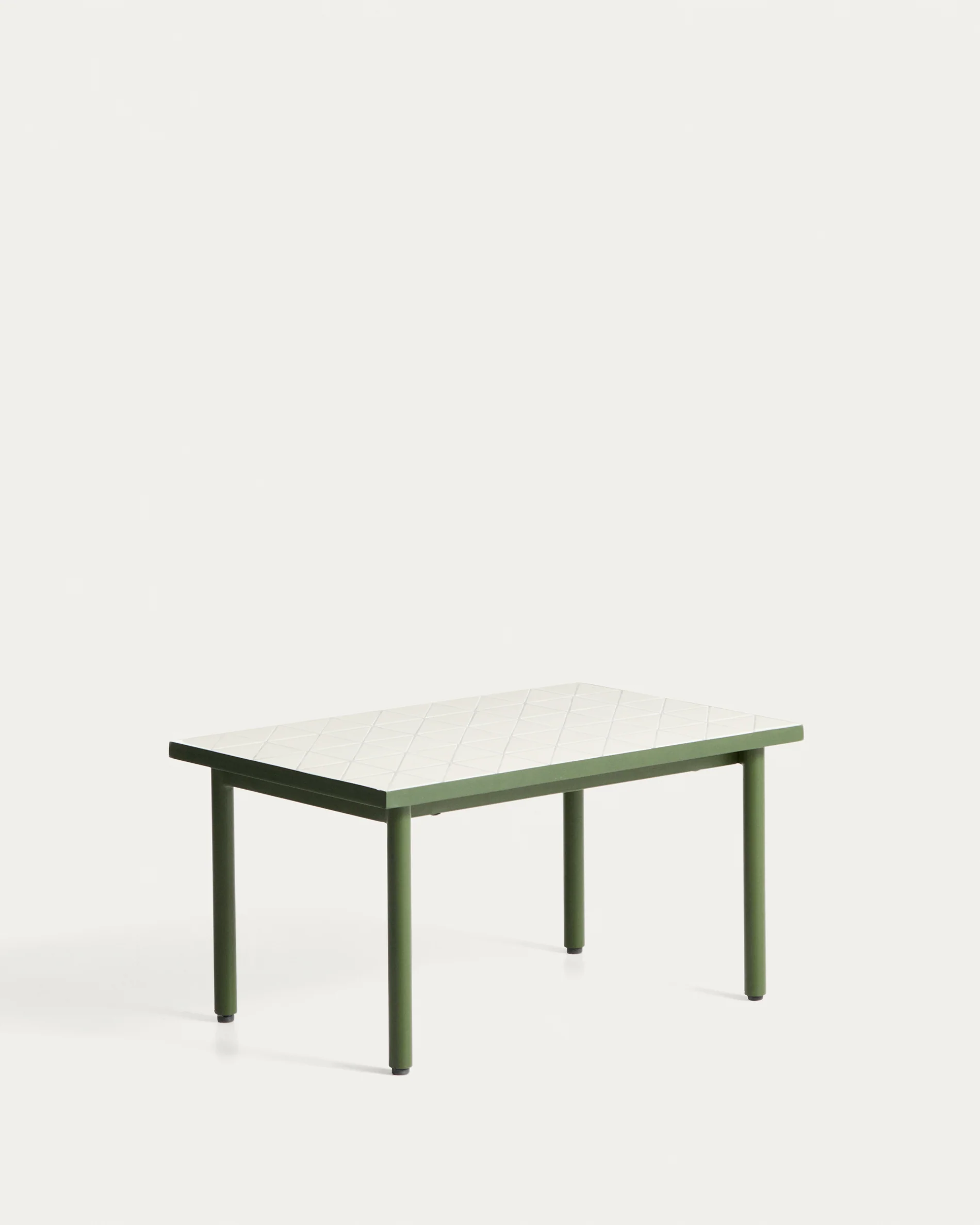 Maurina side table in green galvanised steel with ecru tiles 81 x 51 cm - Image 6