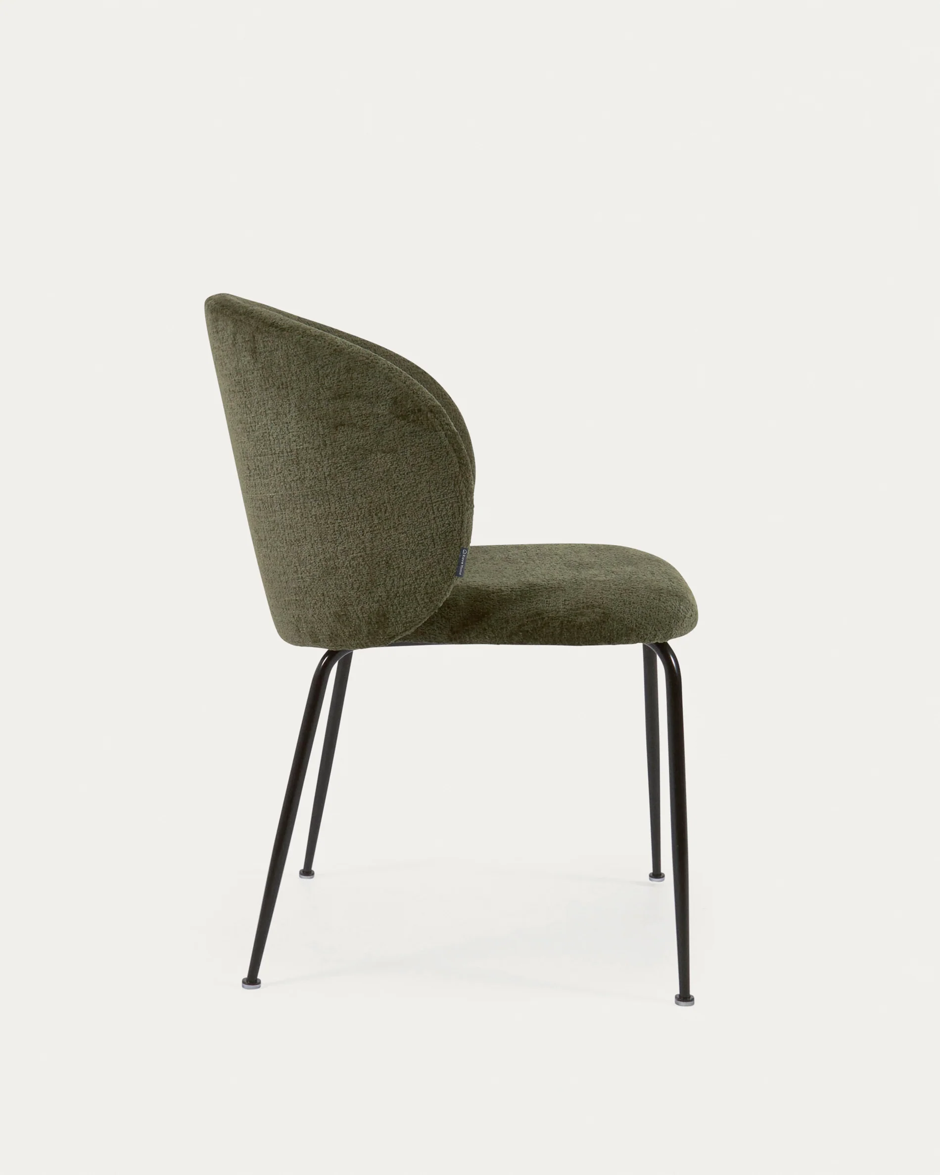 Minna chenille chair in green with steel legs in a black finish - Image 6