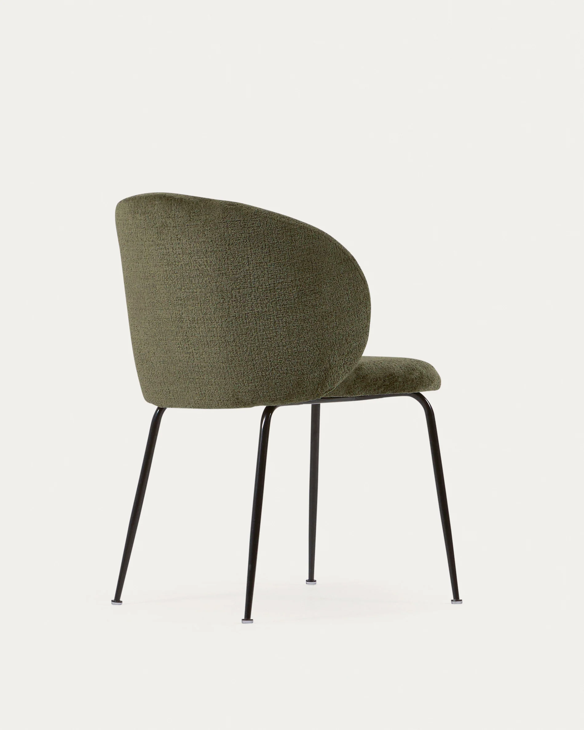 Minna chenille chair in green with steel legs in a black finish - Image 9