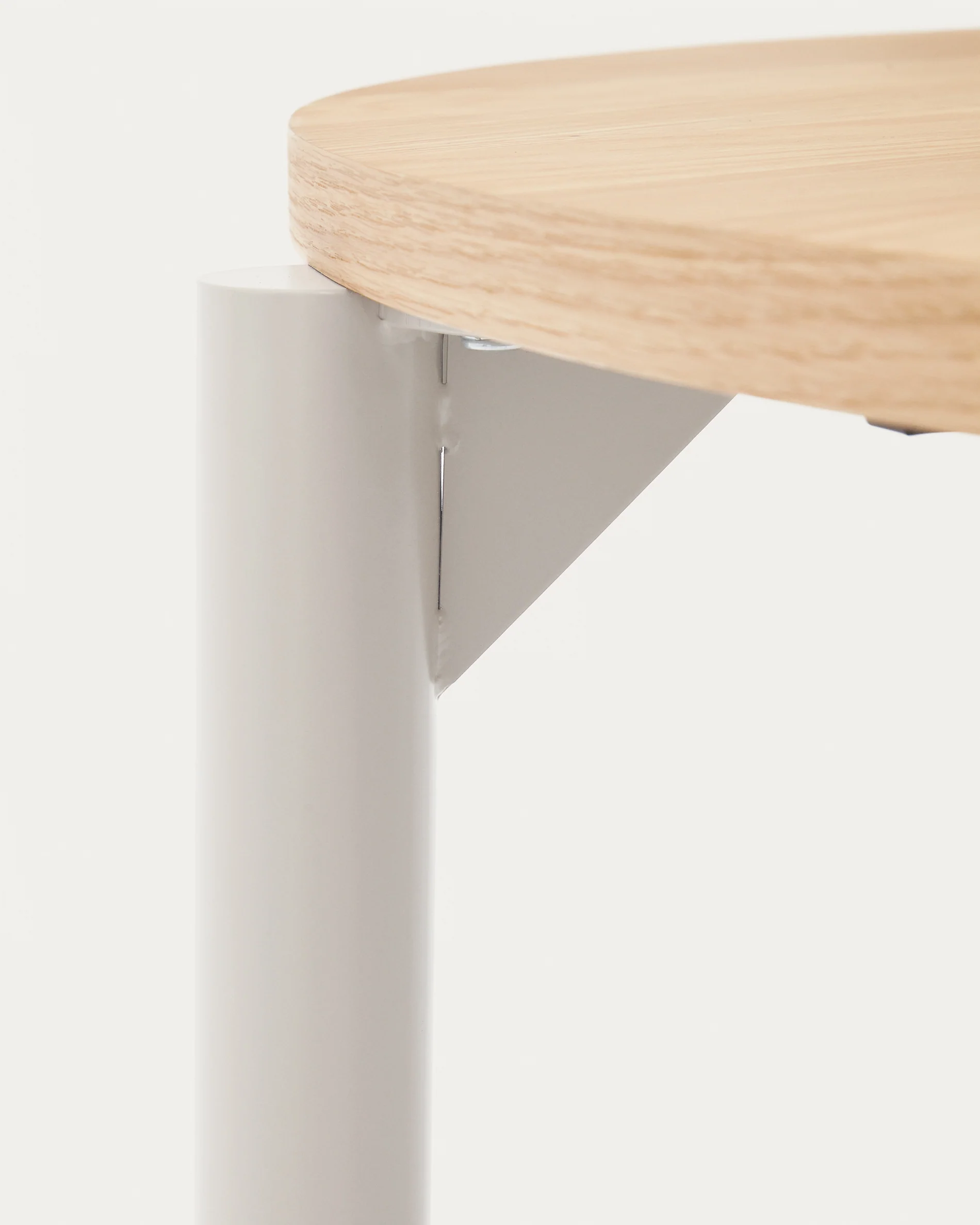 Montuiri extendable round table in oak veneer and steel legs with grey finish, Ø 120 (200) cm - Image 5