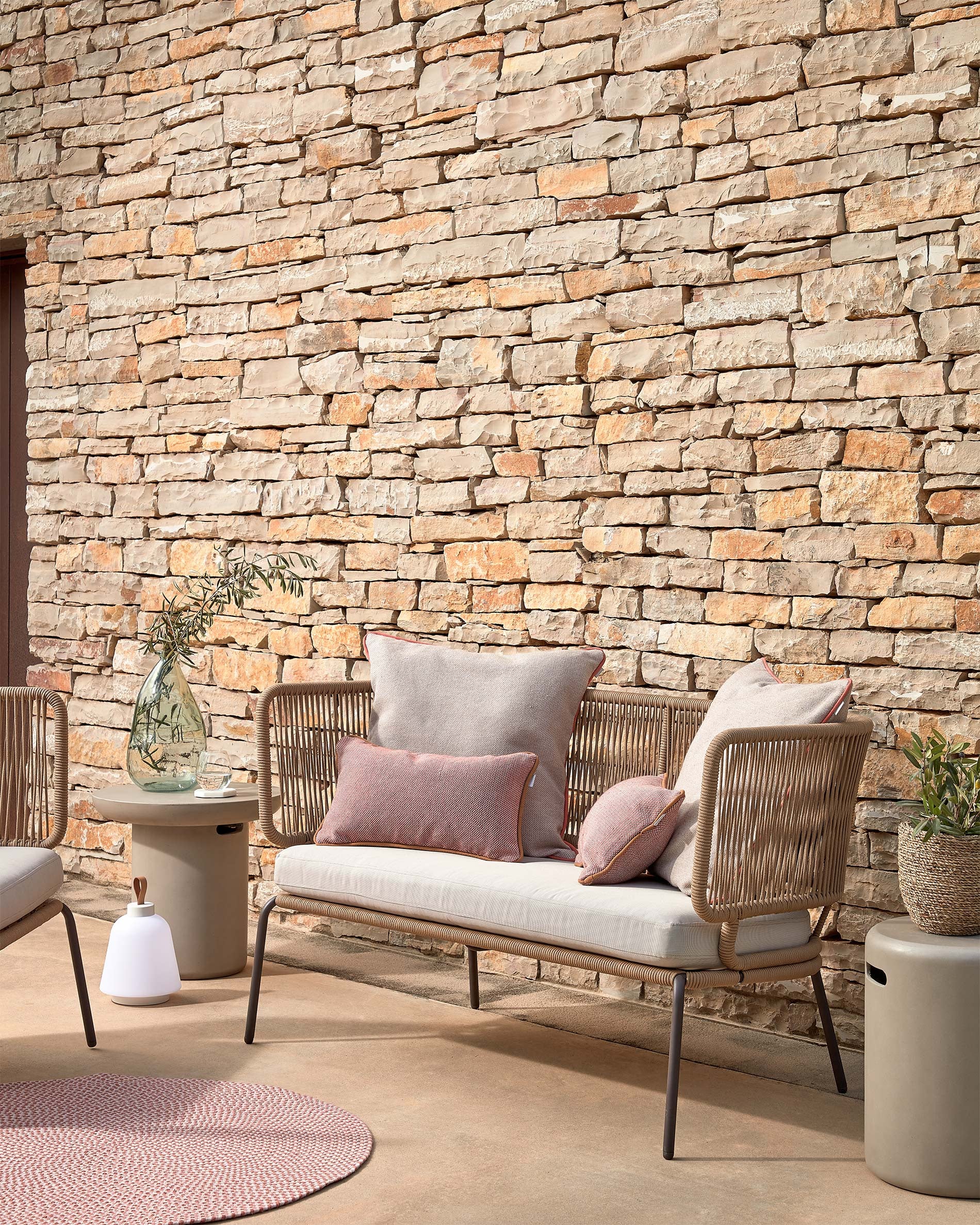 Nadin 2 seater sofa in beige cord with galvanised steel legs, 135 cm - Image 2