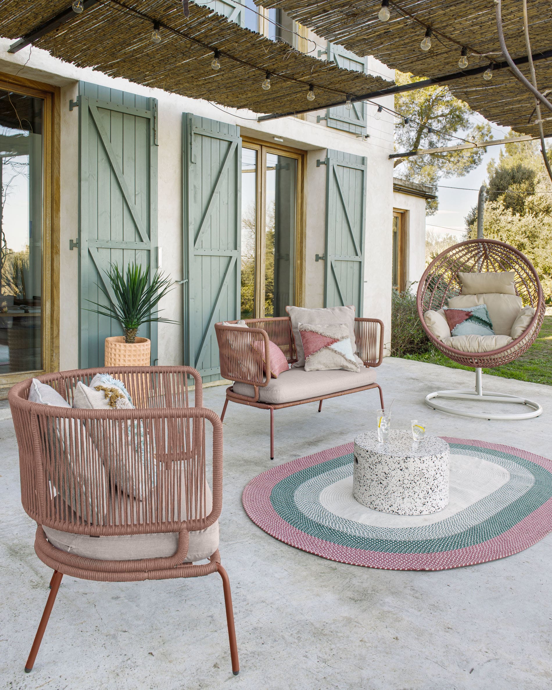 Nadin 2 seater sofa in terracotta cord with galvanised steel legs, 135 cm - Image 4
