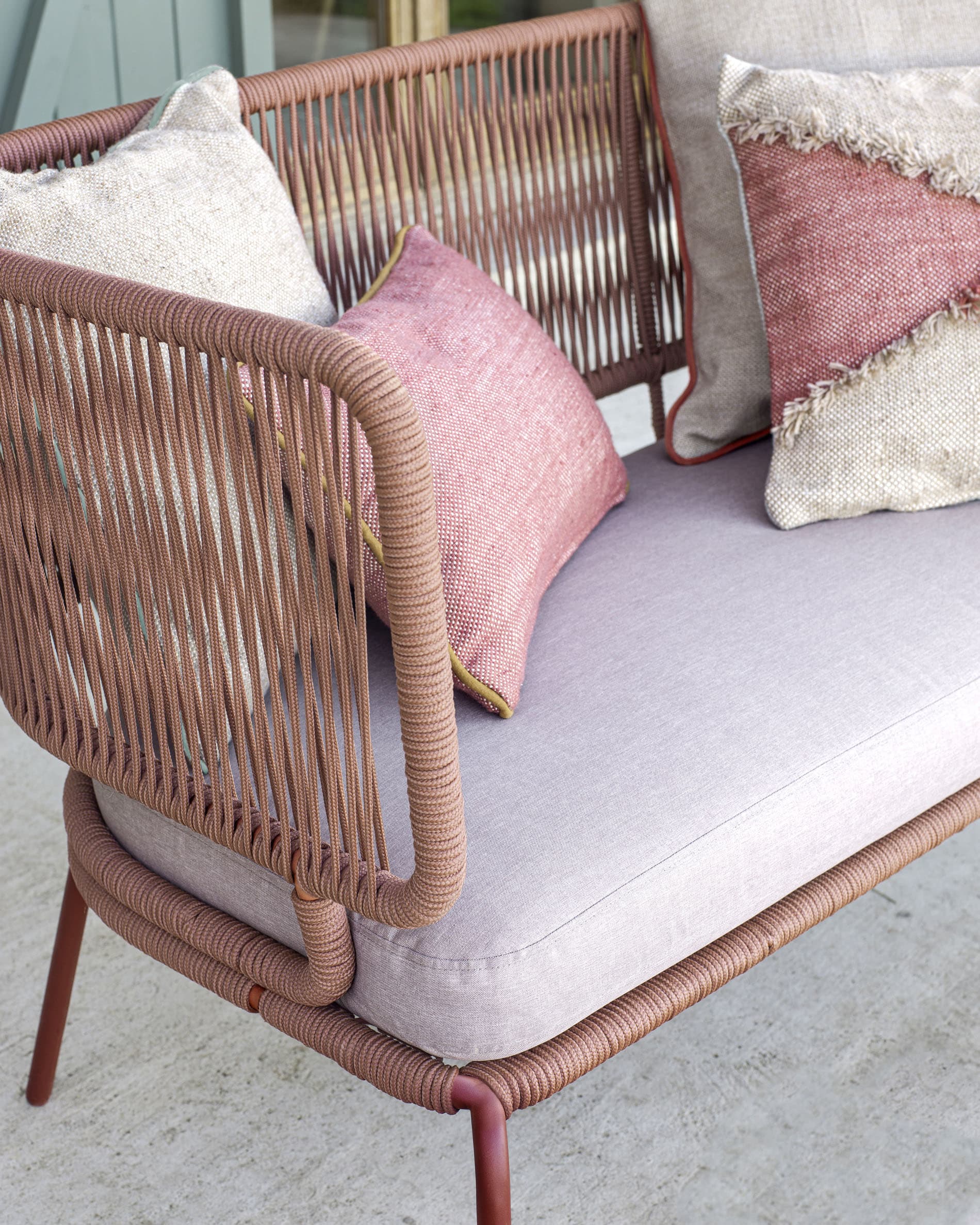 Nadin 2 seater sofa in terracotta cord with galvanised steel legs, 135 cm - Image 7