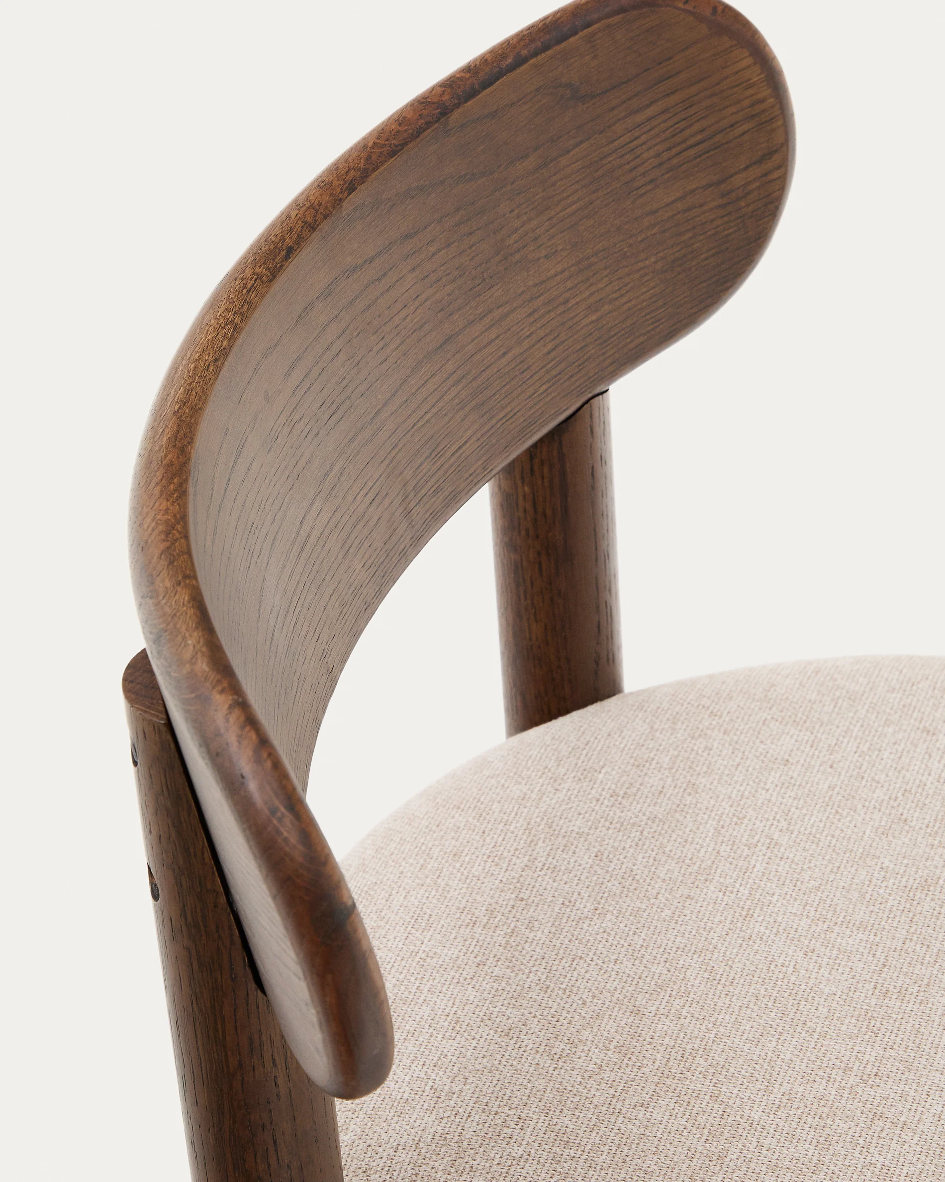 Nebai chair in brown chenille with a solid oak wood structure and walnut finish FSC MIX Credit - Image 8