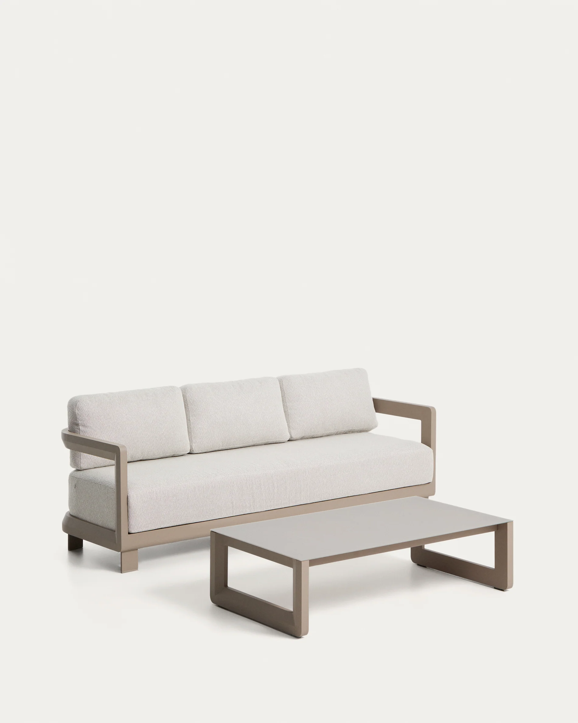 Nerano set with 3-seater sofa and coffee table in taupe aluminium - Image 6