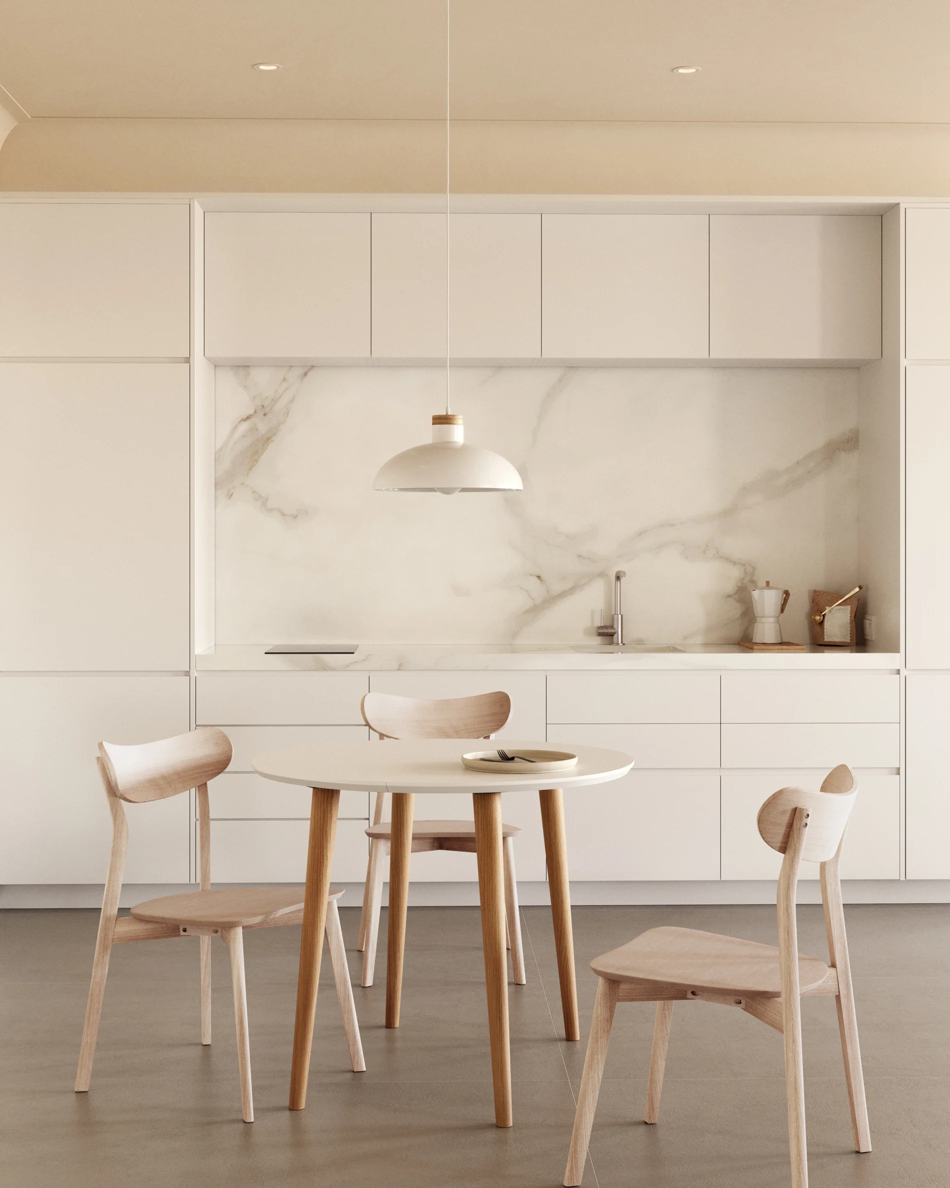 Oqui extendable round table in MDF with white lacquer and solid beech wood legs, 90 (170) x 90 cm - Image 2