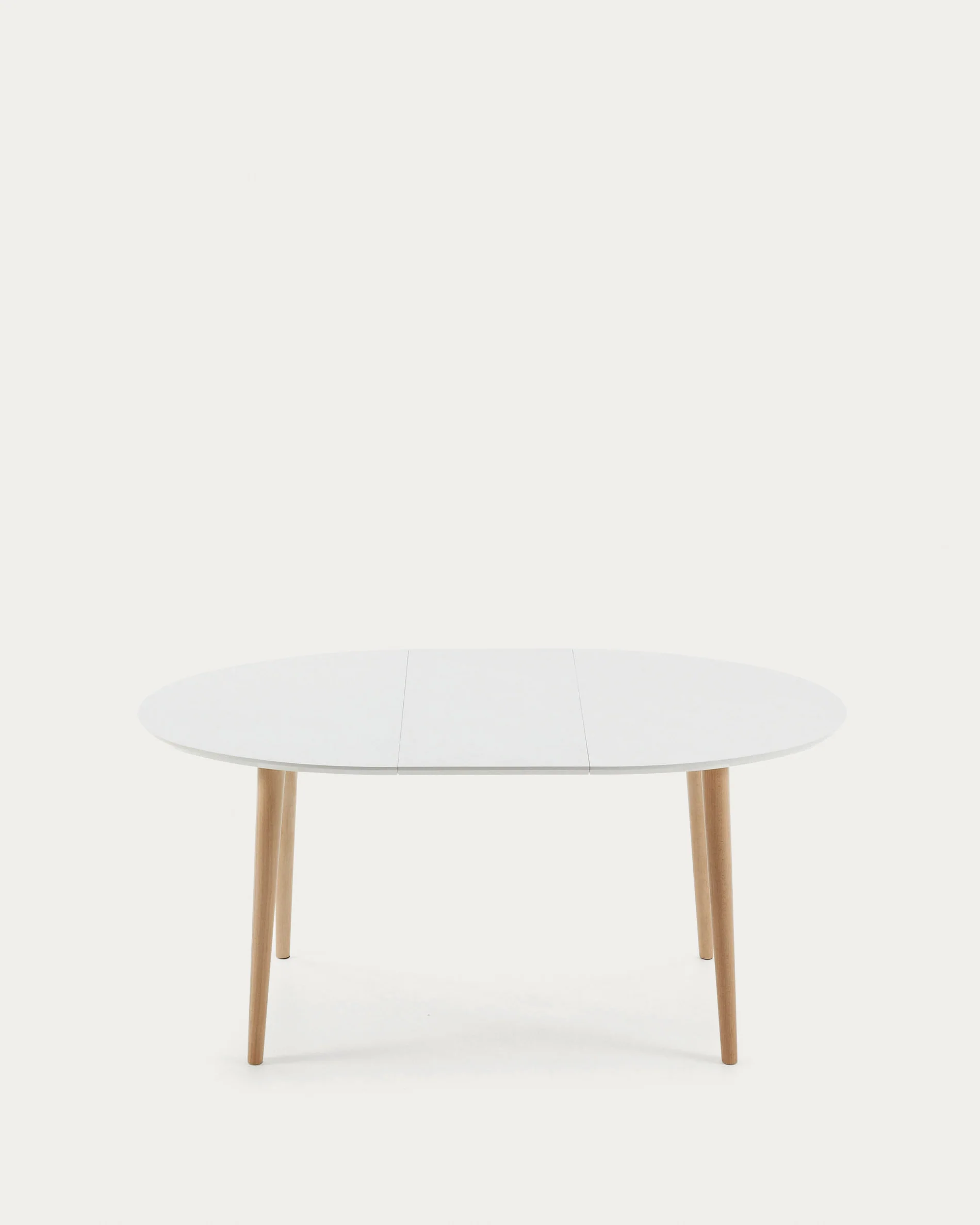 Oqui oval extendable MDF table with white lacquer and solid beech legs 120 (200) x 90 cm - Image 5