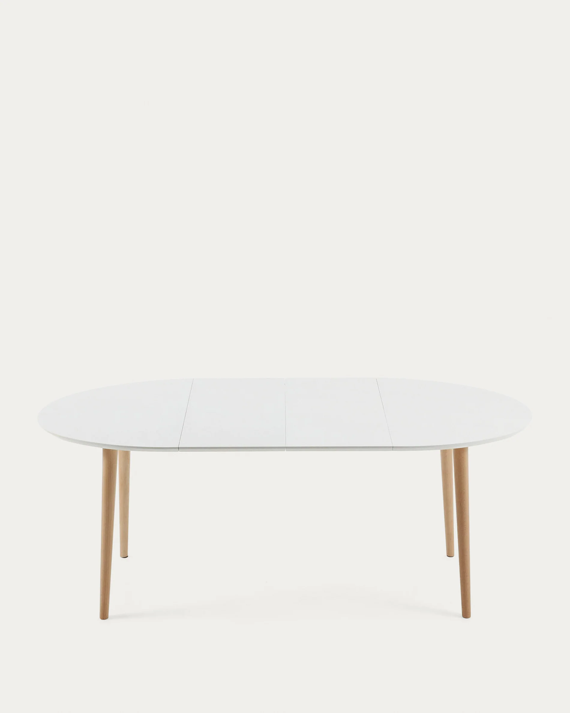 Oqui oval extendable MDF table with white lacquer and solid beech legs 120 (200) x 90 cm - Image 6