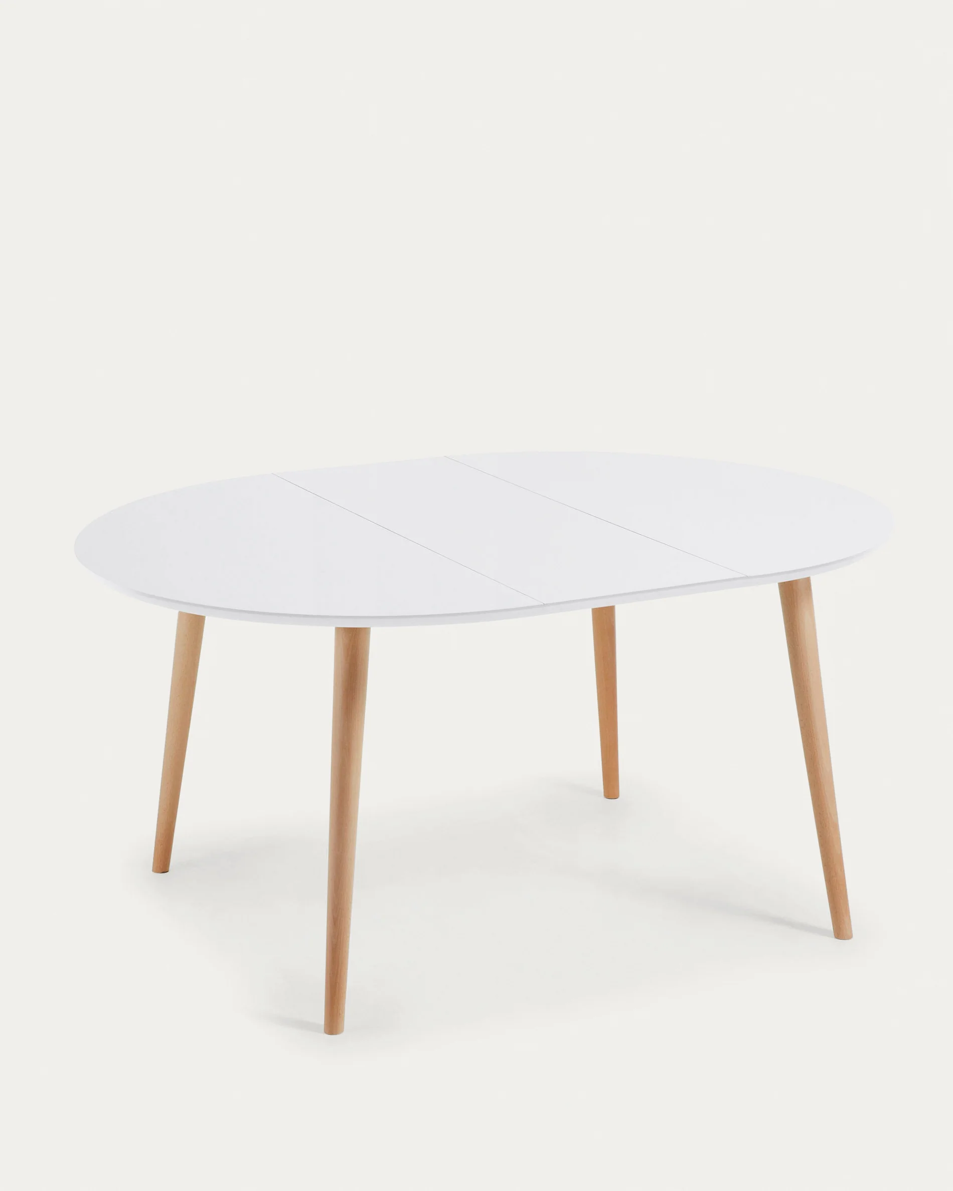 Oqui round extendable MDF table with white lacquer and solid beech legs 120(200)x120 cm - Image 6