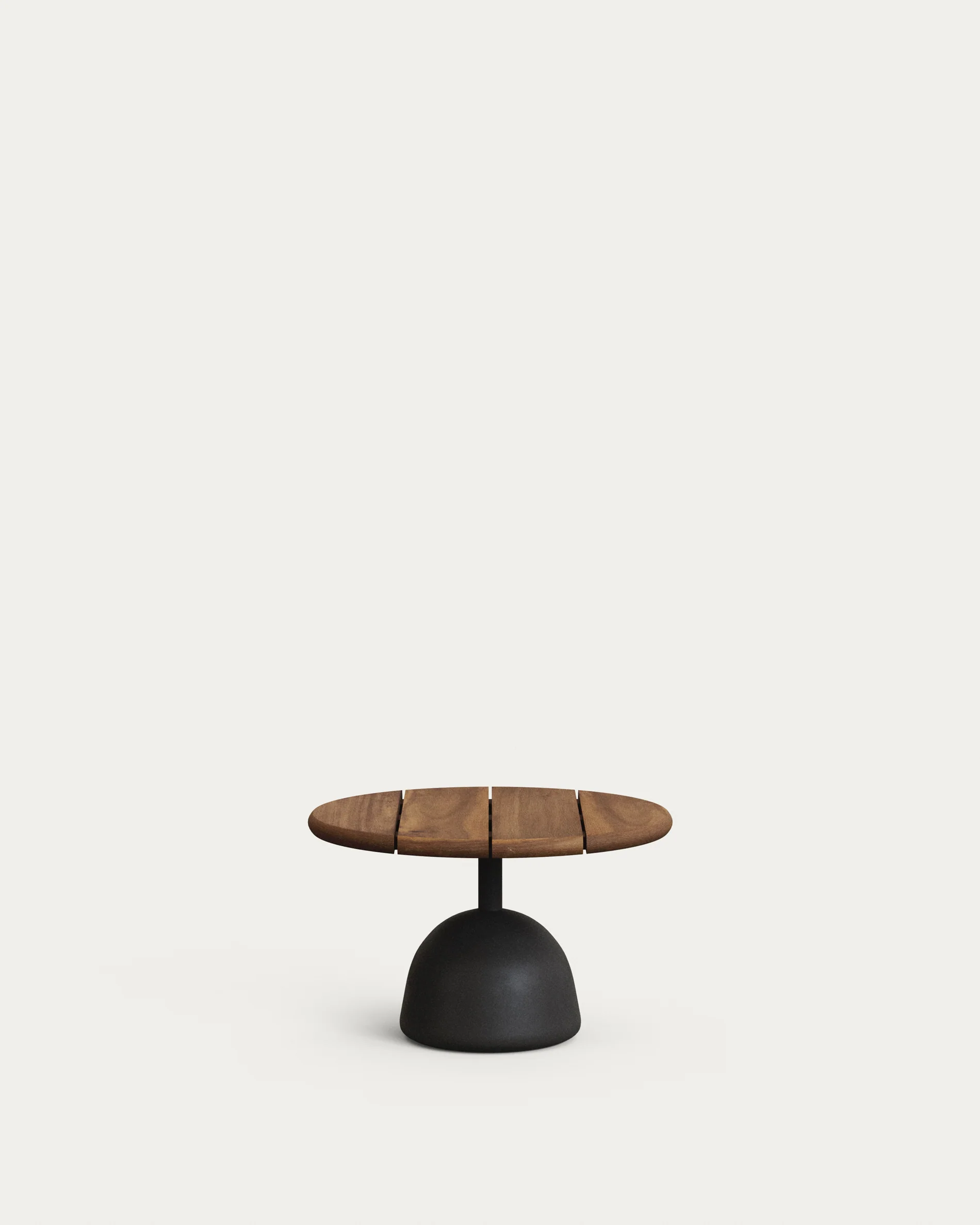 Saura coffee table with acacia top in walnut finish and black cement base Ø55x35cm - Image 2