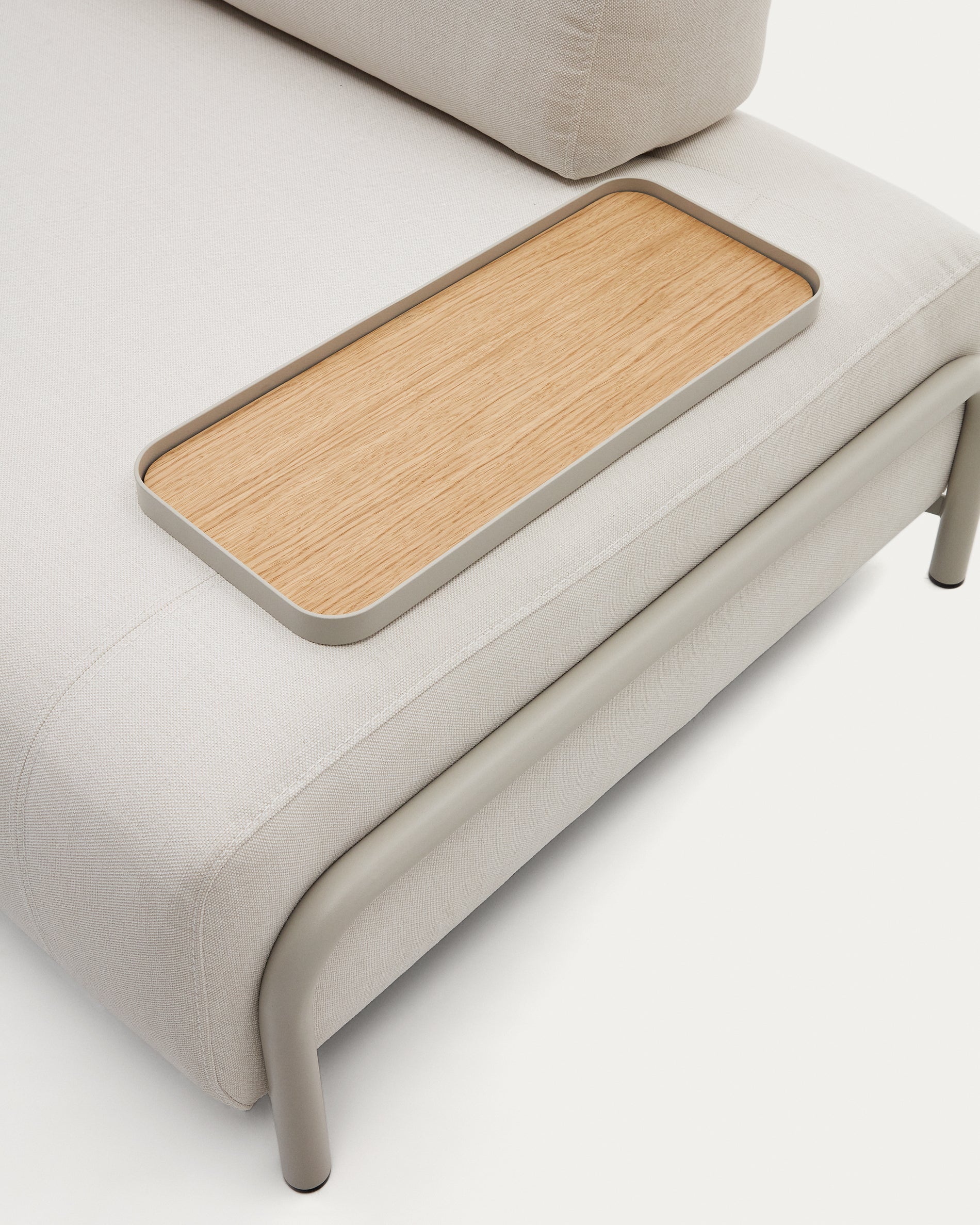 Small Compo tray in oak veneer with natural finish and beige metal structure - Image 3