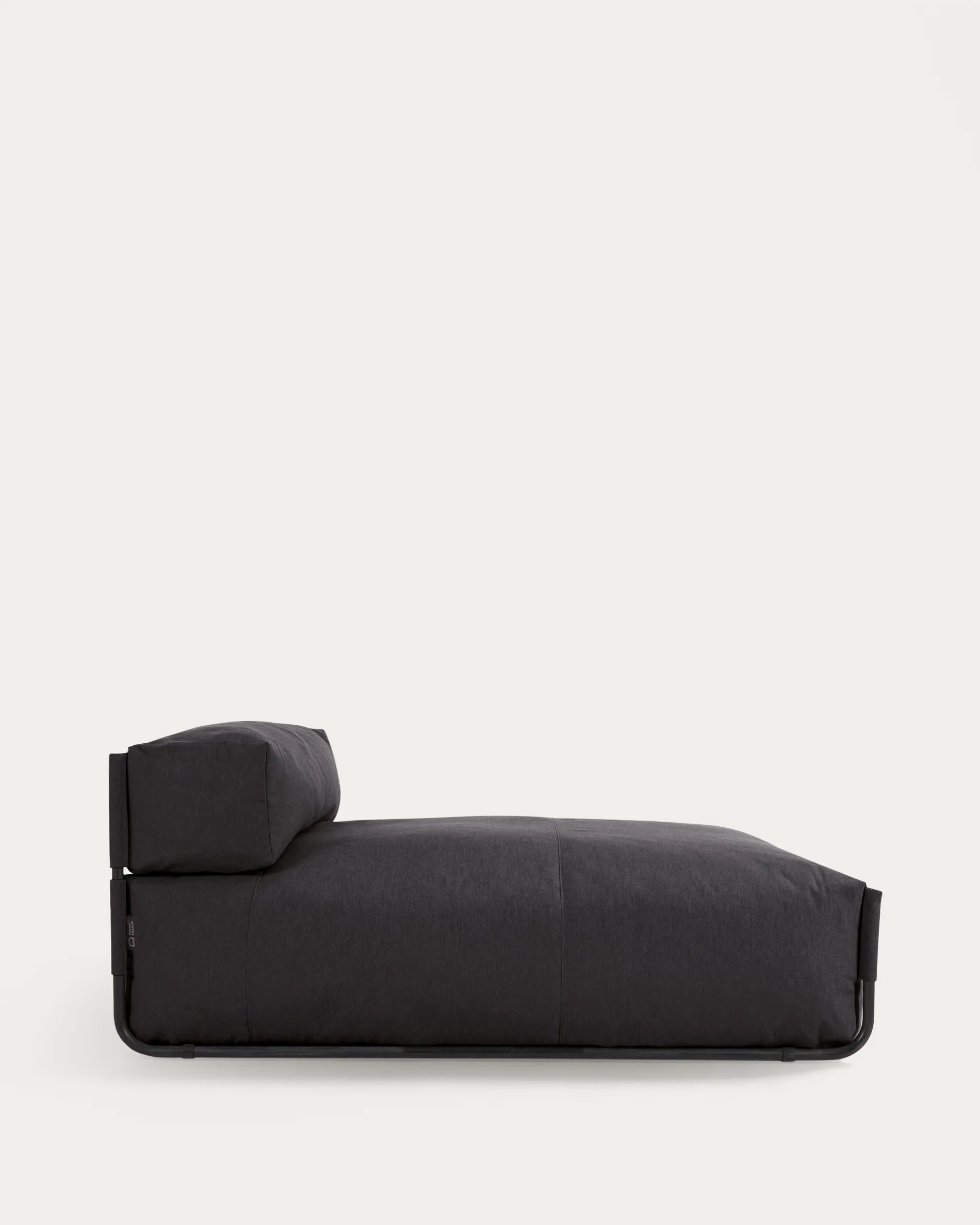 Square chaise longue pouffe with backrest in dark grey with black aluminium, 165 x 101 cm - Image 6