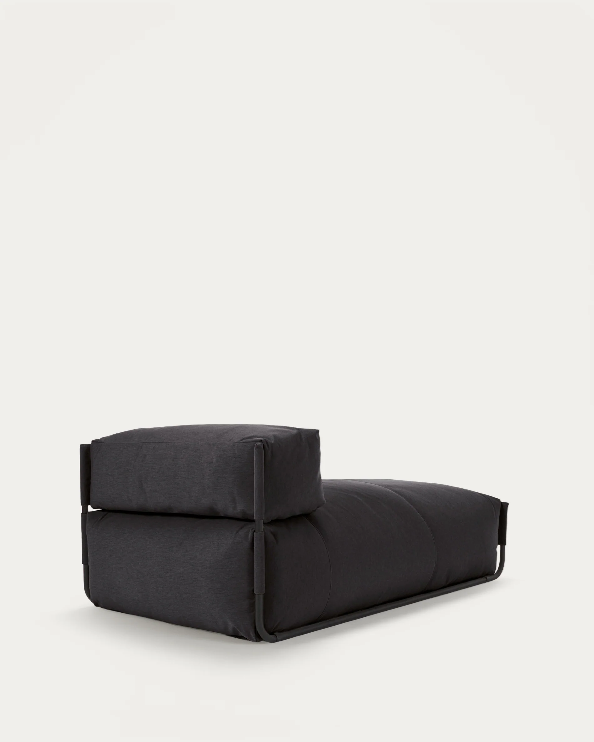 Square chaise longue pouffe with backrest in dark grey with black aluminium, 165 x 101 cm - Image 8