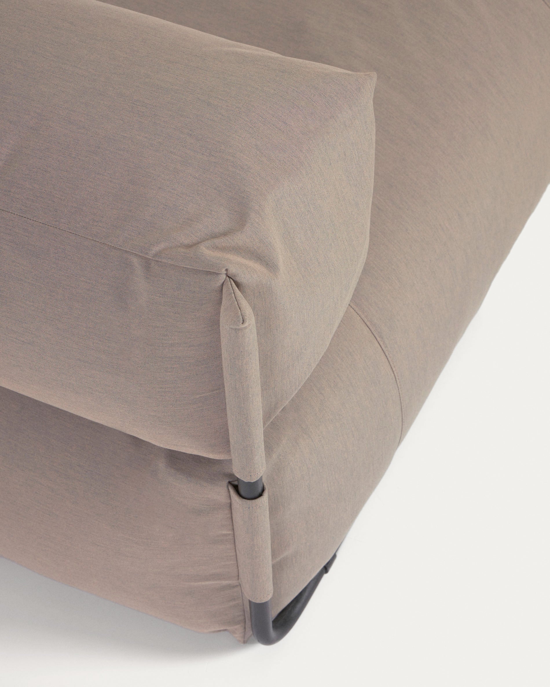 Square chaise longue pouffe with backrest in green with black aluminium, 165 x 101 cm - Image 5