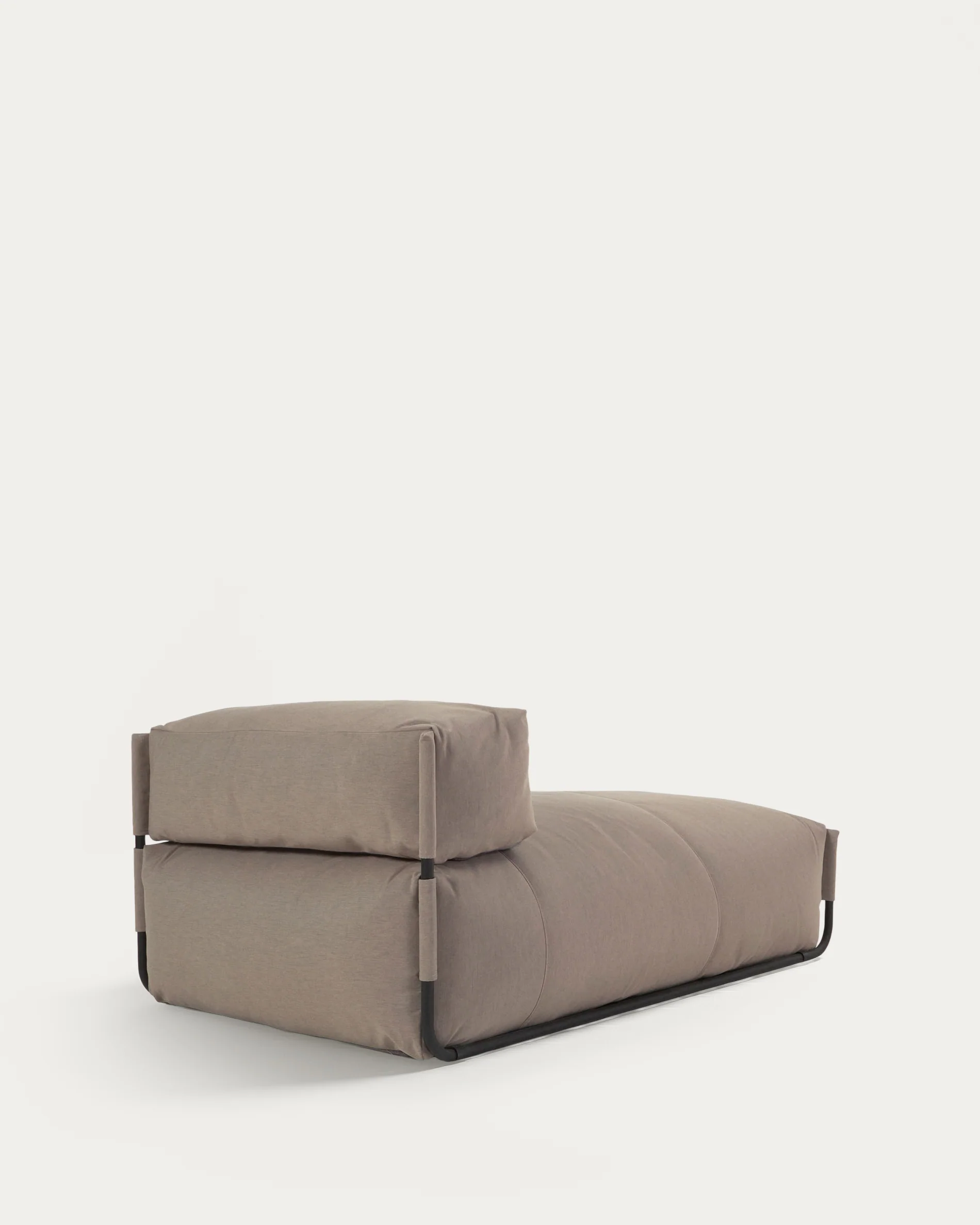 Square chaise longue pouffe with backrest in green with black aluminium, 165 x 101 cm - Image 9