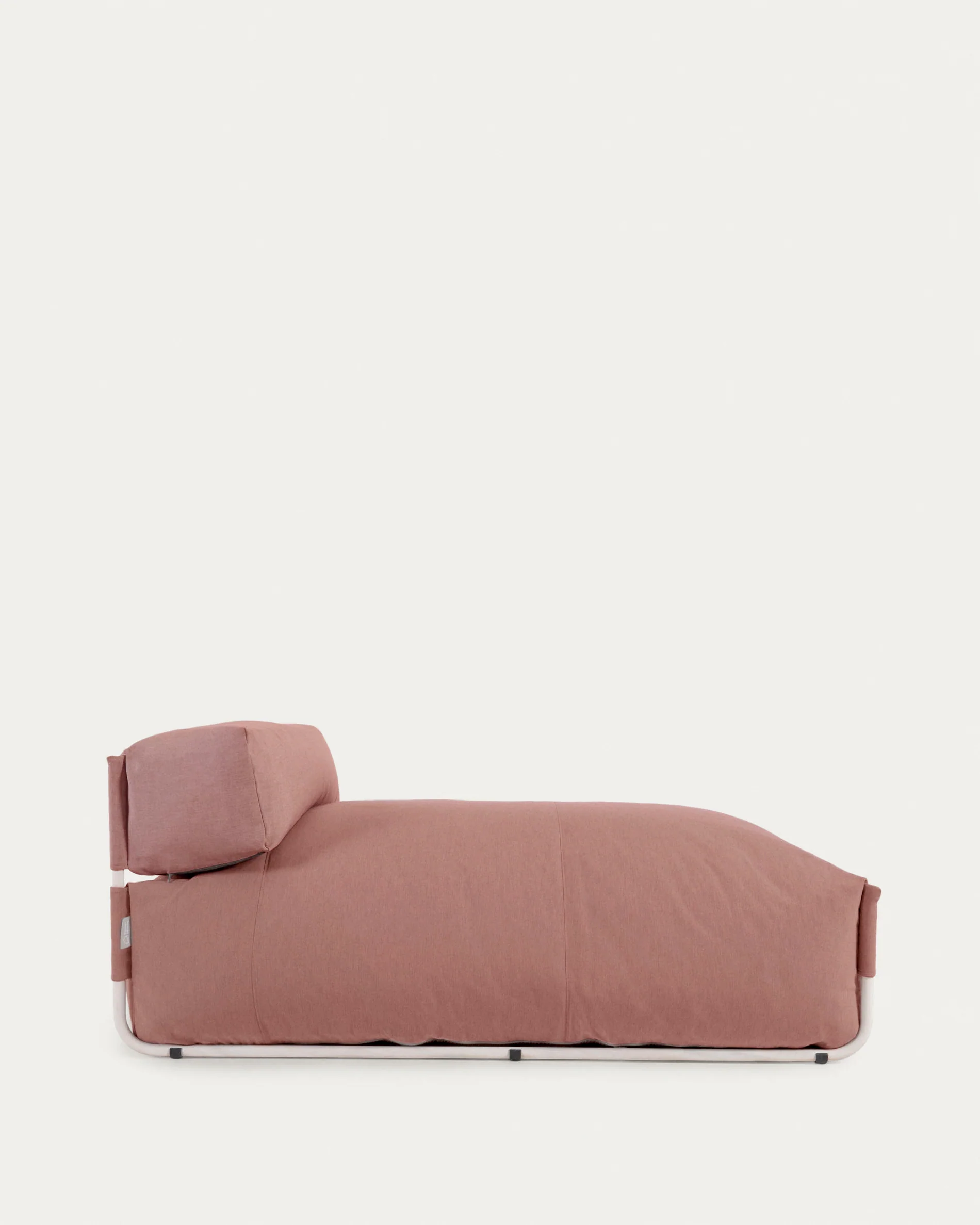 Square chaise longue pouffe with backrest in terracotta with white aluminium, 165 x 101 cm - Image 6