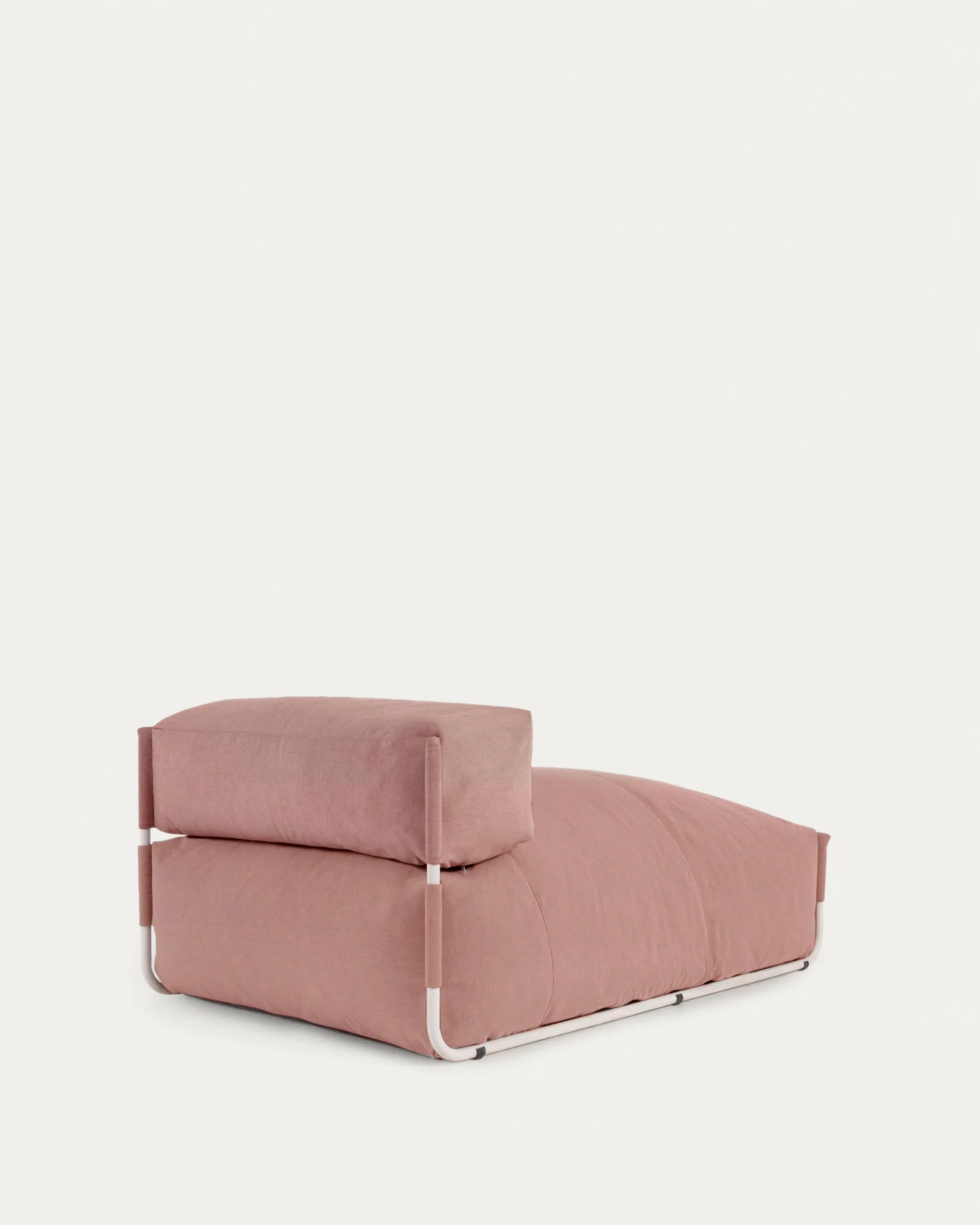 Square chaise longue pouffe with backrest in terracotta with white aluminium, 165 x 101 cm - Image 8