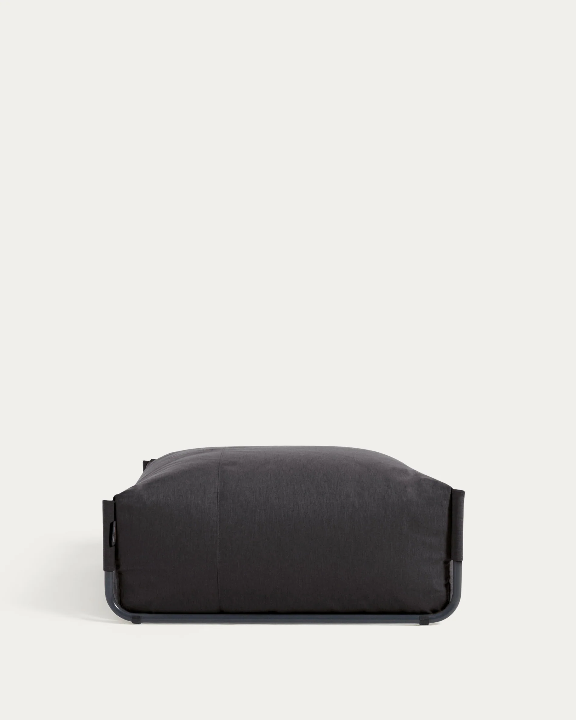 Square modular 100% outdoor sofa pouffe in dark grey with black aluminium, 101 x 101 cm - Image 6
