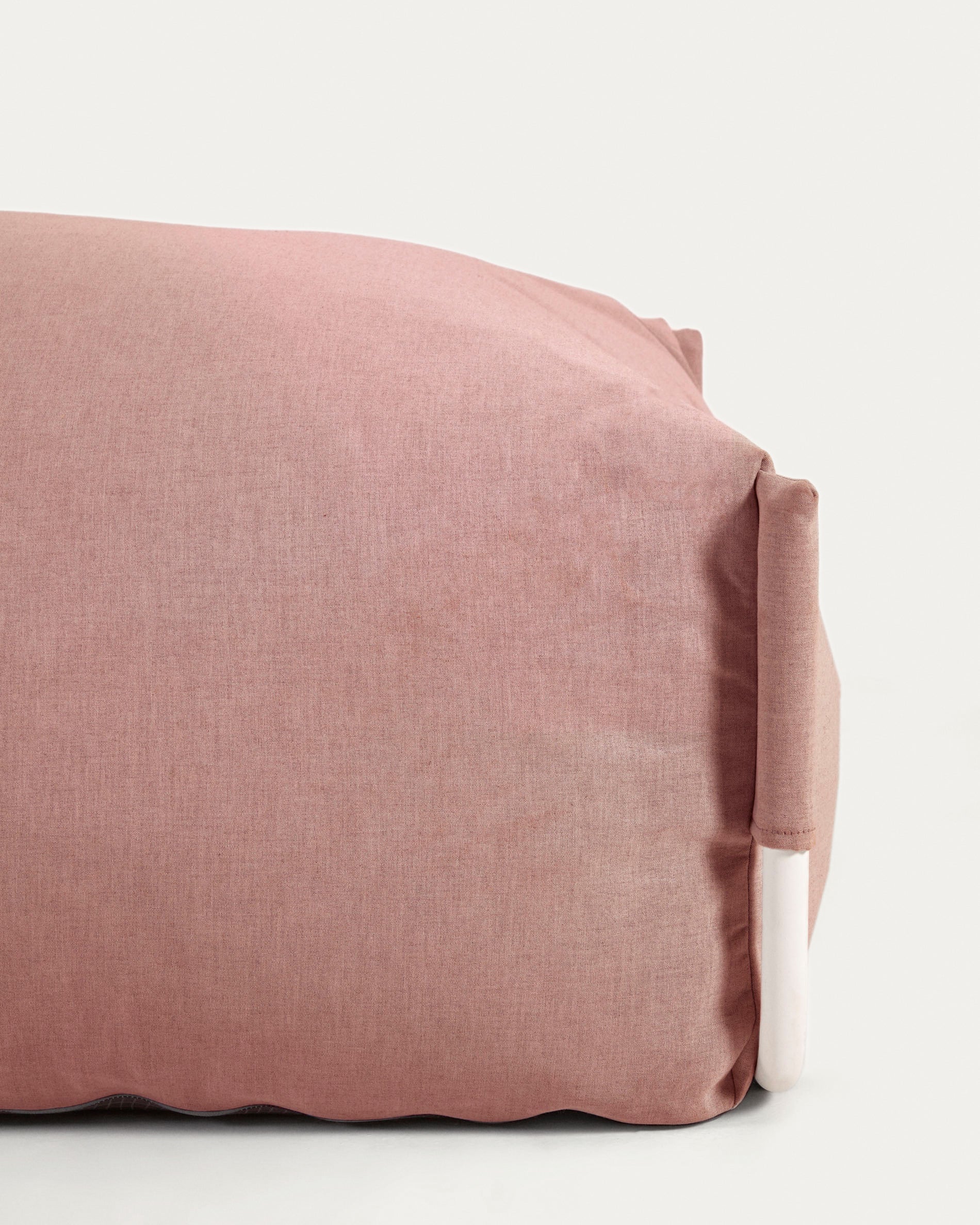 Square modular 100% outdoor sofa pouffe in terracotta with white aluminium, 101 x 101 cm - Image 3