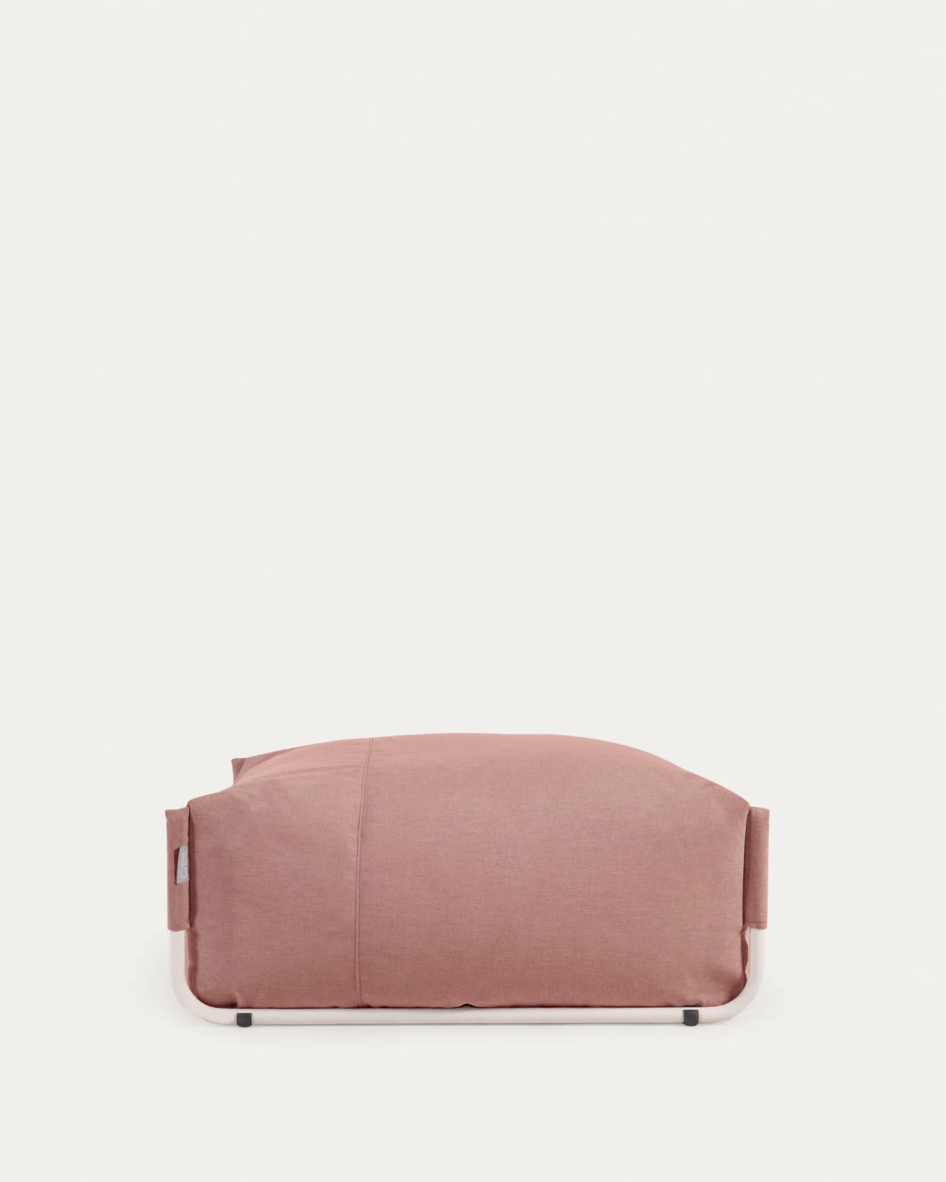 Square modular 100% outdoor sofa pouffe in terracotta with white aluminium, 101 x 101 cm - Image 6