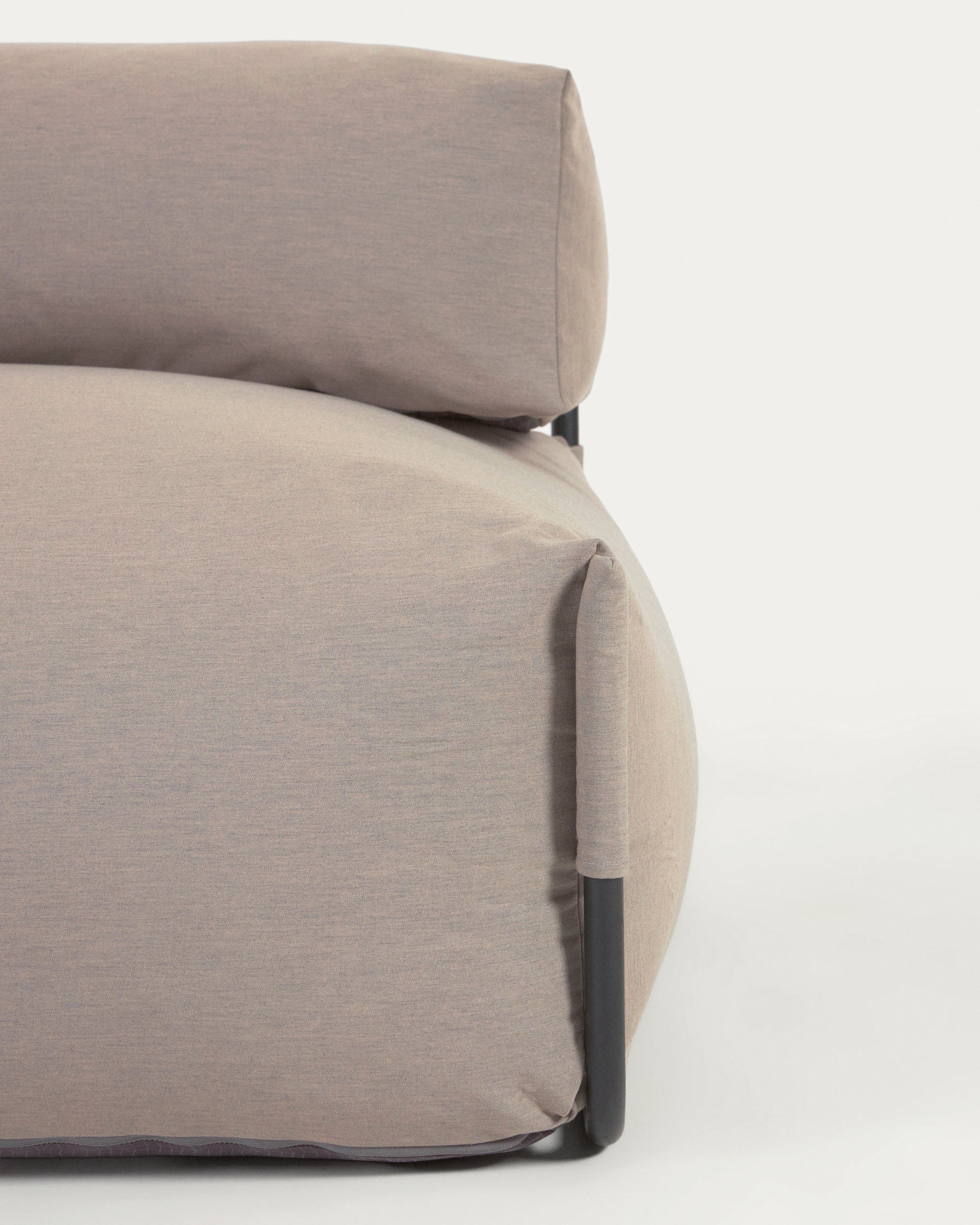Square modular 100% outdoor sofa pouffe w/ backrest, green with black aluminium, 101x101cm - Image 3
