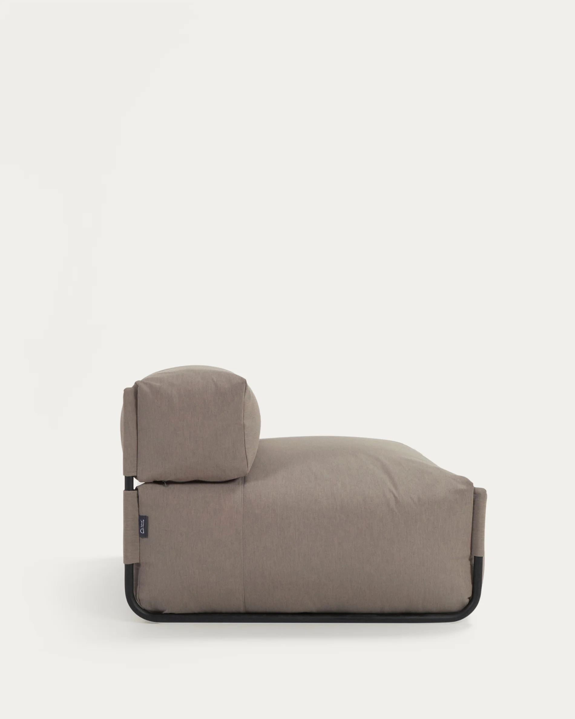 Square modular 100% outdoor sofa pouffe w/ backrest, green with black aluminium, 101x101cm - Image 6